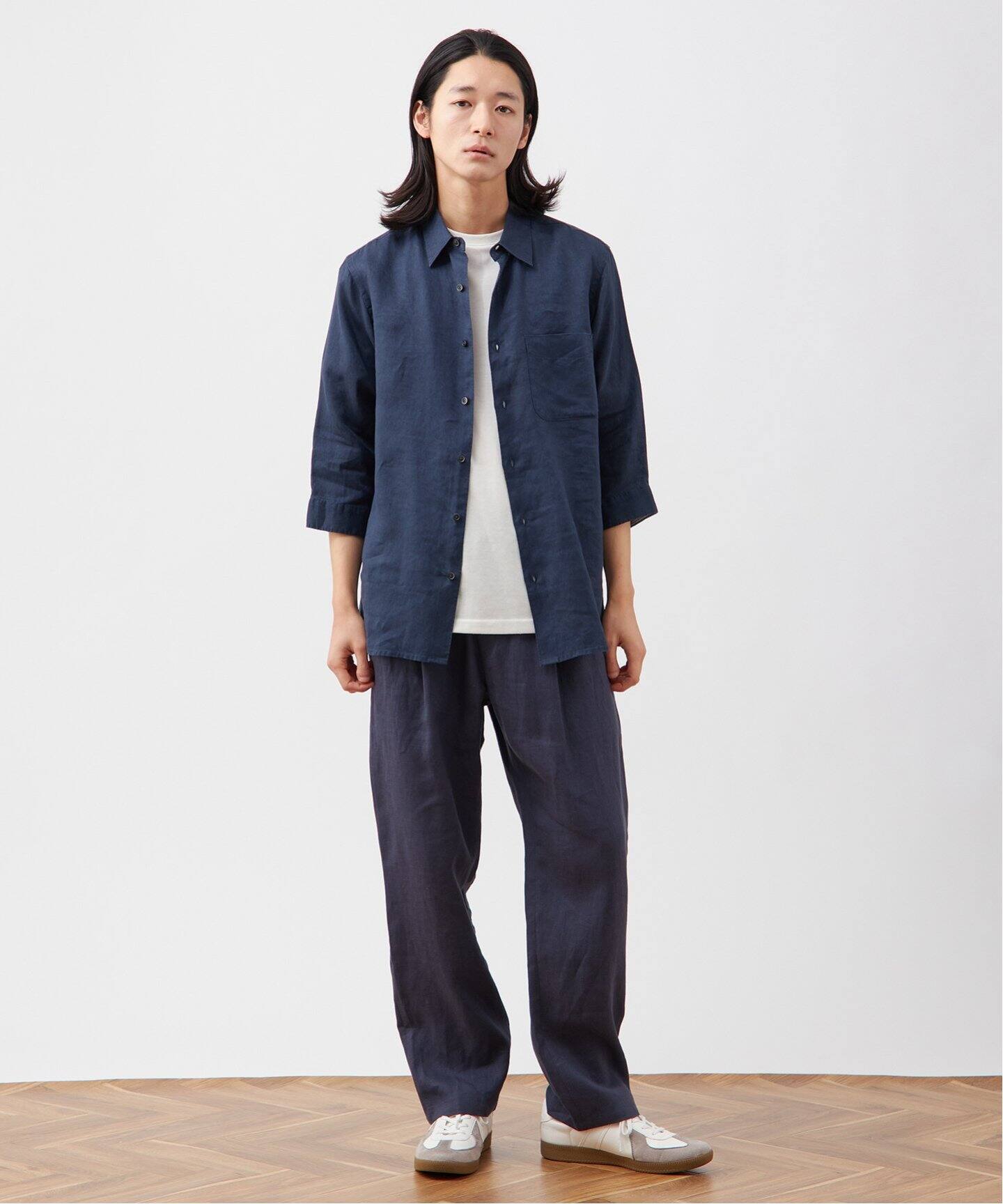European Flax / ヨーロピアンフラックス】リネン 7分袖シャツ
