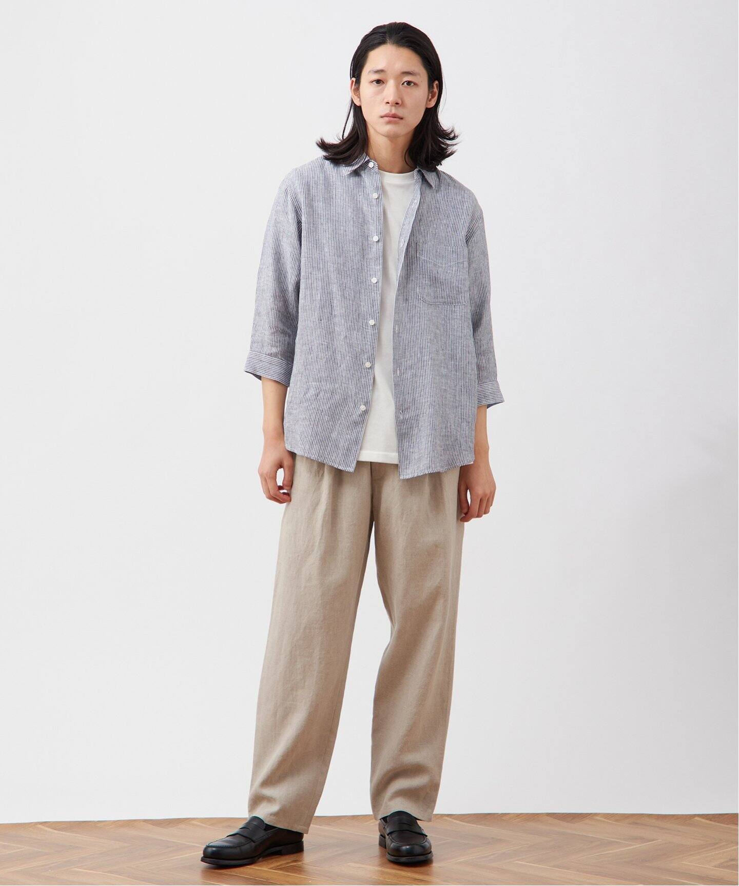 European Flax / ヨーロピアンフラックス】リネン 7分袖シャツ（シャツ