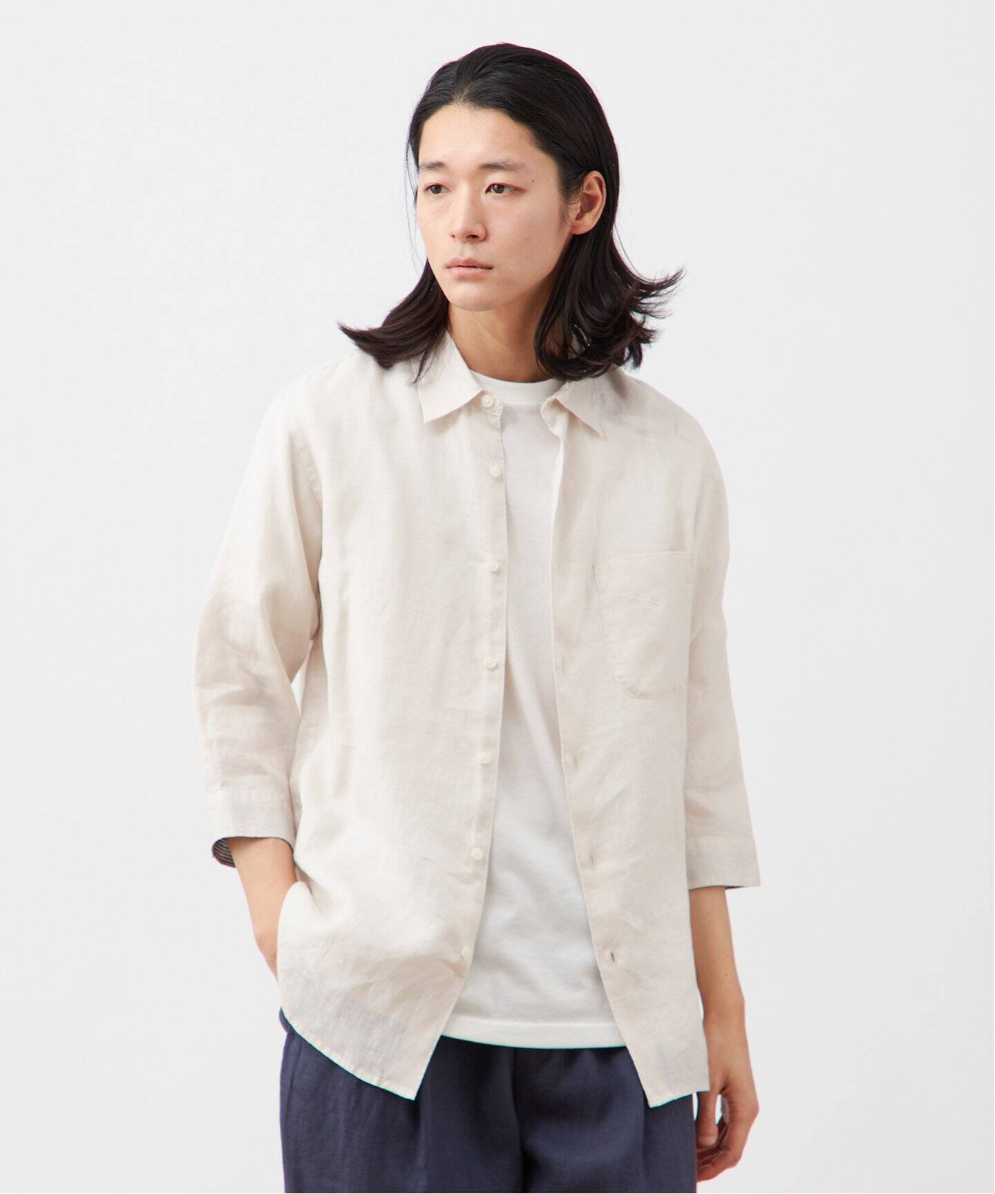 FLAX グレー 長袖リネンシャツ FLAX(フラックス) / 長袖シャツ/L/リネン/グレー// | 古着の販売