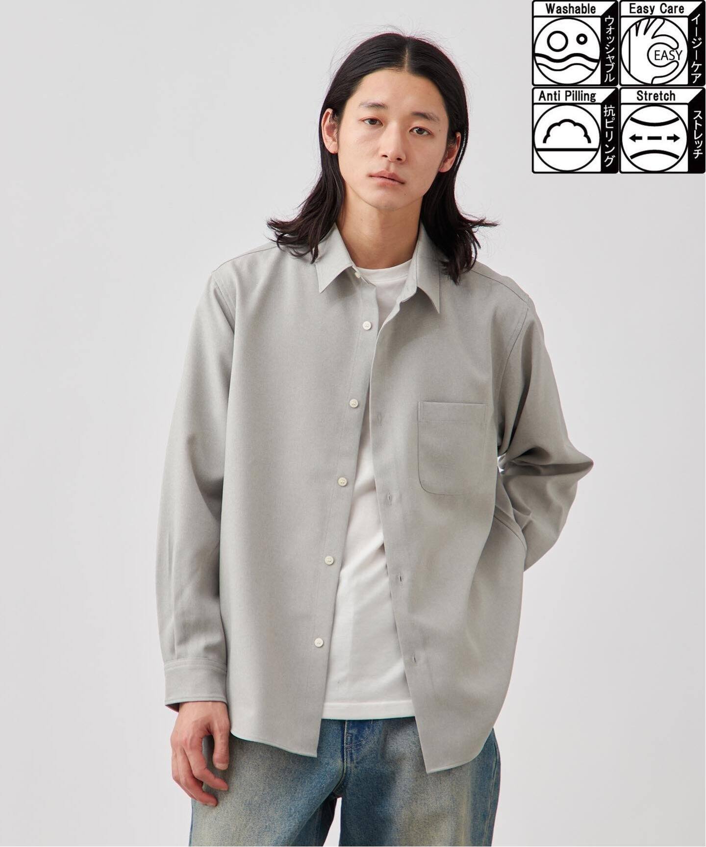 Reflax(R) リラックスレギュラーカラーシャツ【ストレッチ/洗える