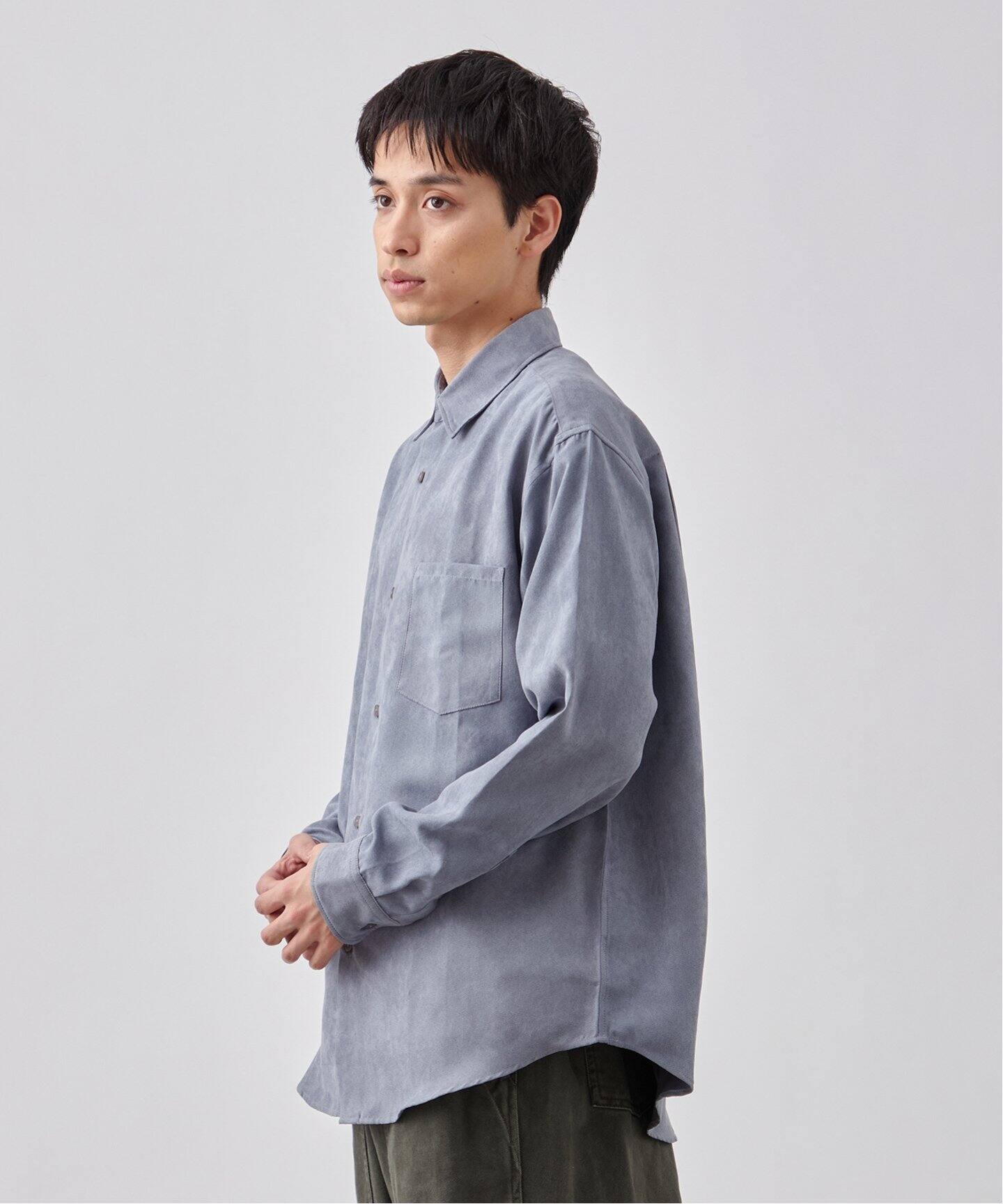 ユーズド　フェイクスウェード　スウェード　シャツ　L~XL セール】フェイクスエードシャツ 長袖（シャツ/ブラウス）｜NANO