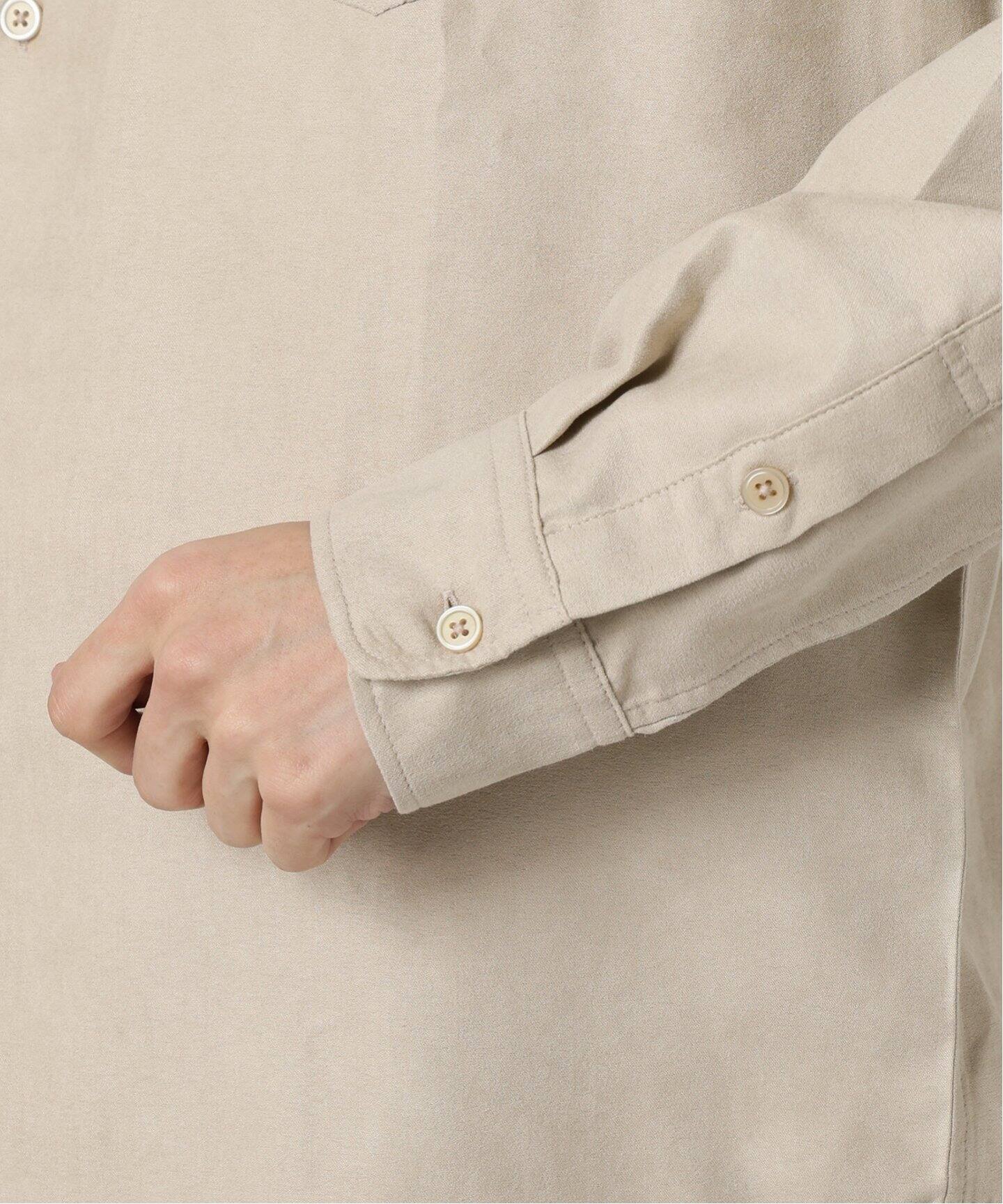 専用　UNUSED 15ssベージュ スエードシャツ BENCH MARKING SHIRT: レギュラーカラー ポリエステル フェイク