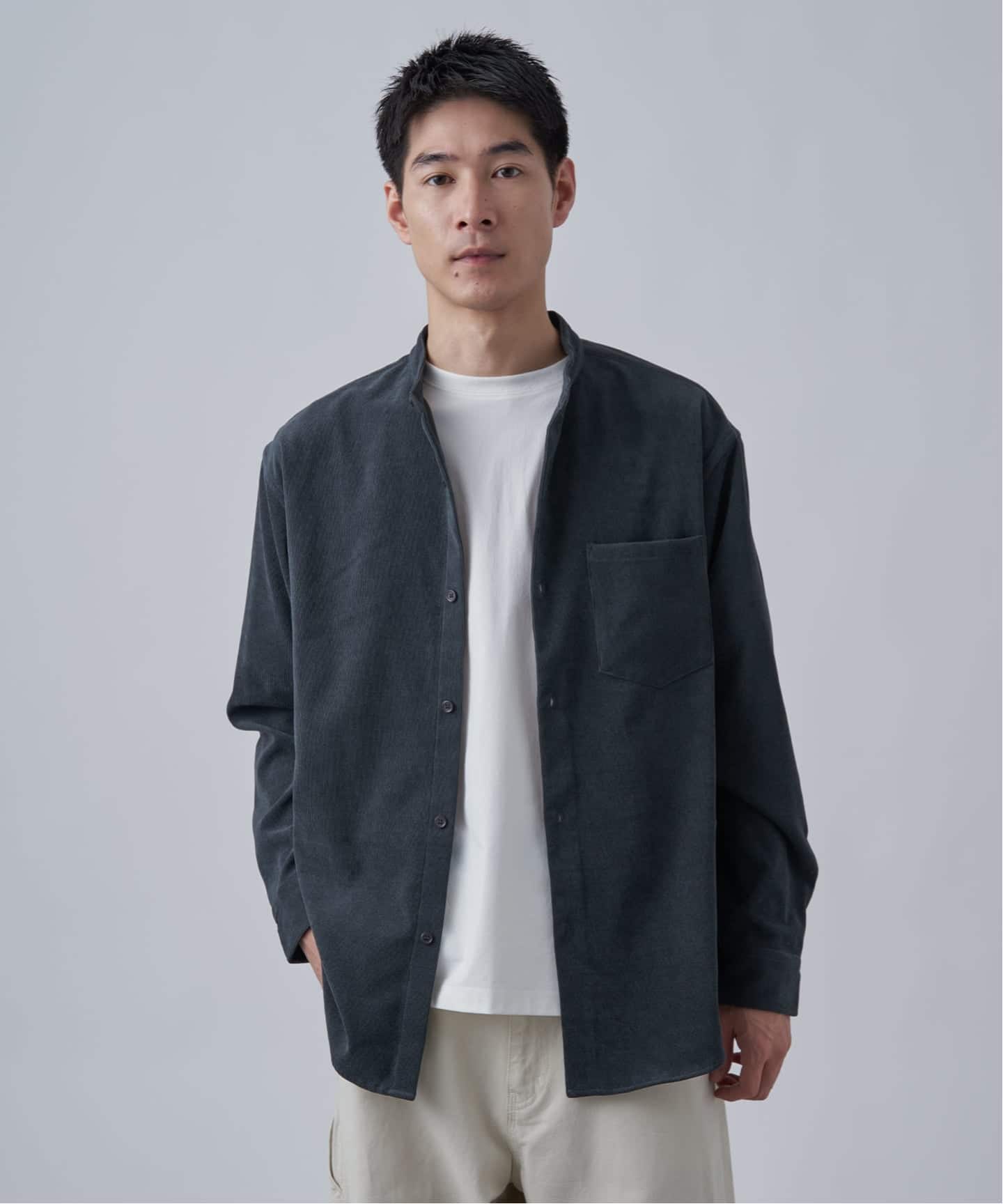 CAVE 21ウェル コーデュロイバンドカラーシャツ（シャツ／ブラウス