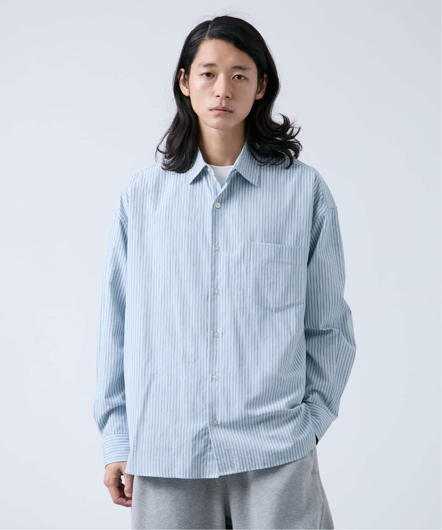 ストライプ オーバーサイズレギュラーシャツ（シャツ／ブラウス）｜B.C