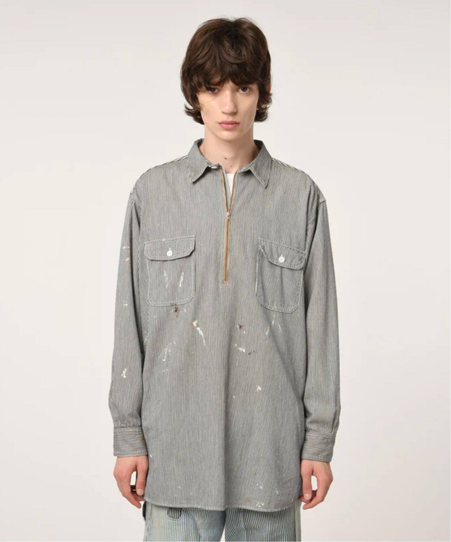 BOWWOW/ バウワウ WORK HICKORY STRIPE PO SHIRTS（シャツ／ブラウス  