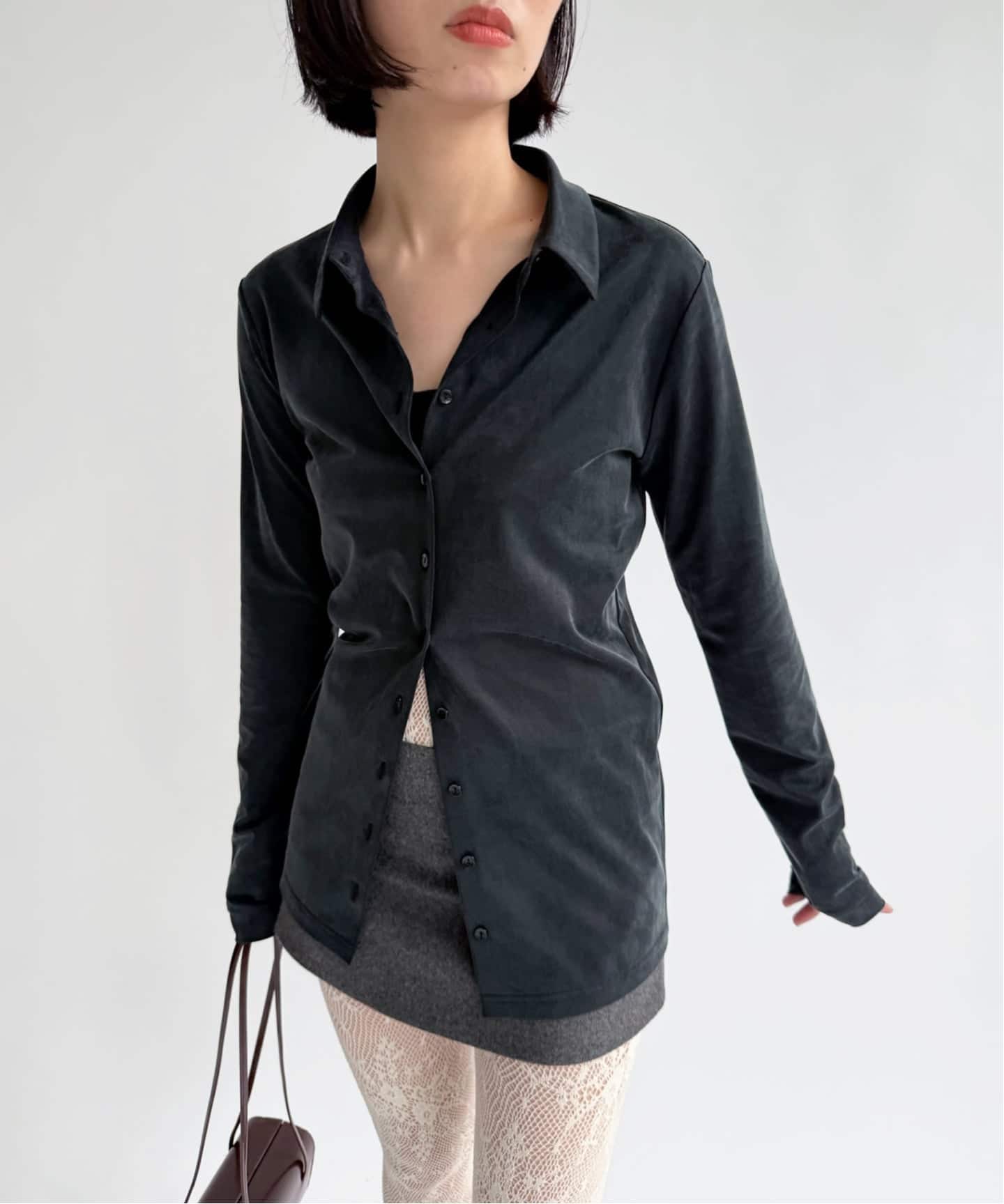 フィブリルバックサテン スリムシャツ（シャツ／ブラウス）｜EDIT.FOR