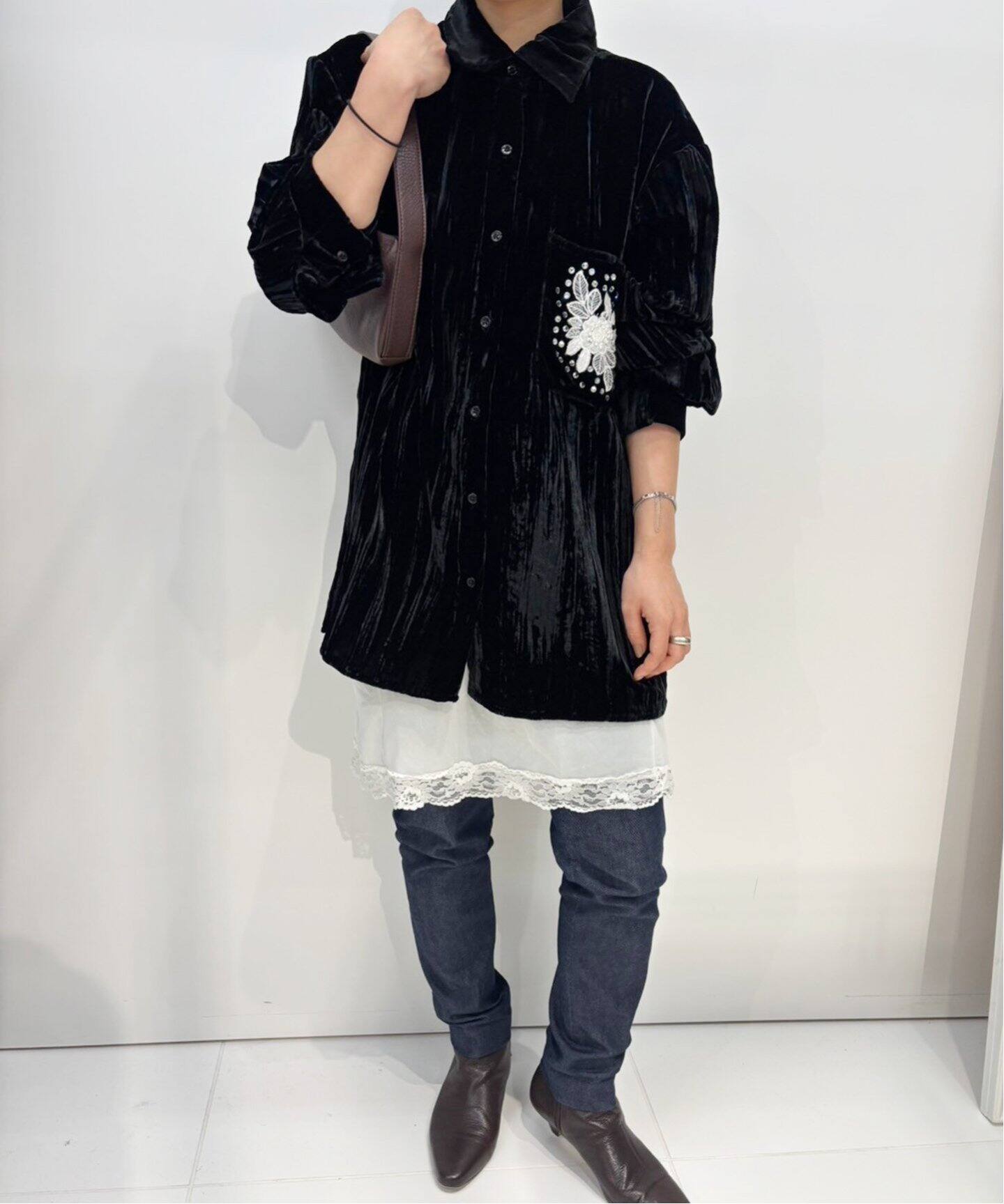 BATSHEVA/バットシェバ】ベロアシャツジャケット（シャツ／ブラウス  