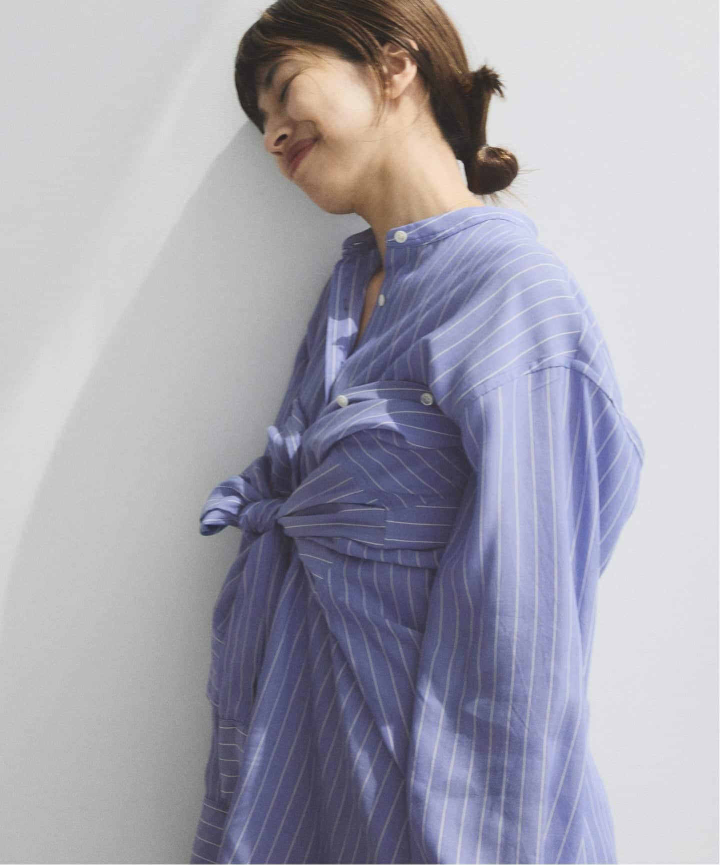 リヨセルストライプバンドカラーシャツ（シャツ／ブラウス）｜IENA