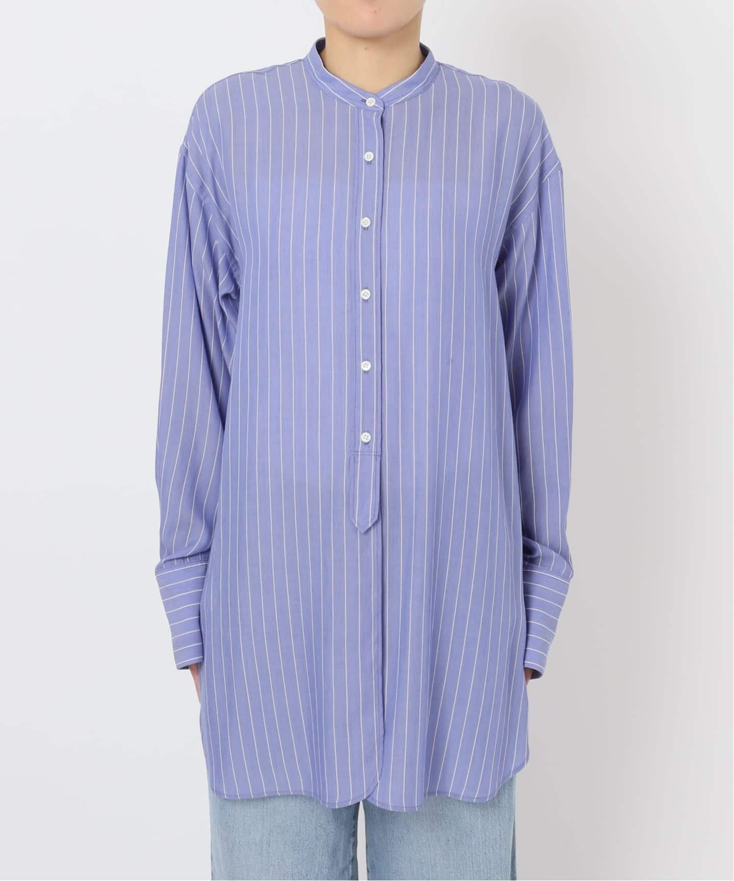 リヨセルストライプバンドカラーシャツ（シャツ／ブラウス）｜IENA