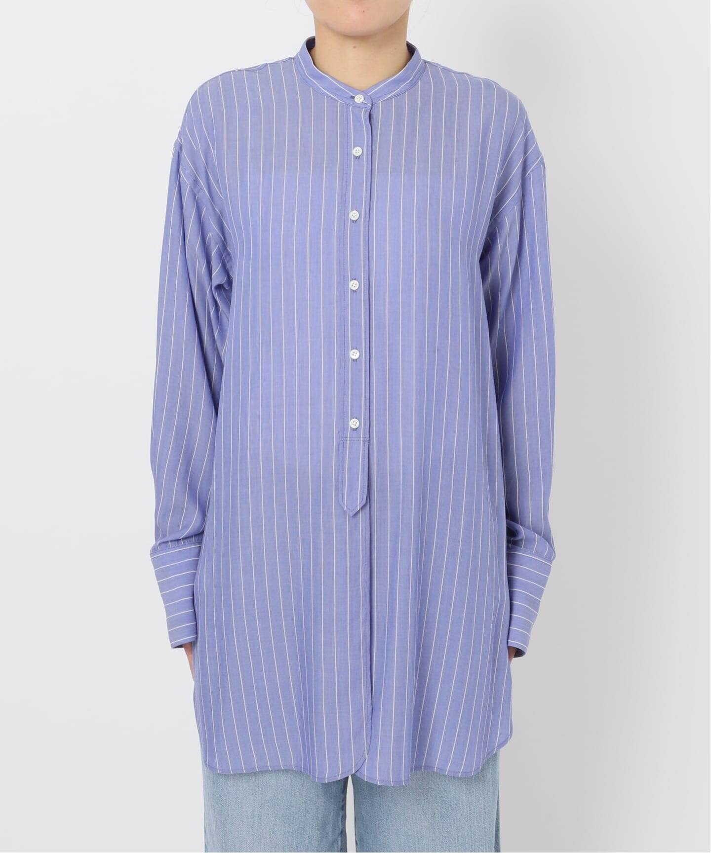 リヨセルストライプバンドカラーシャツ（シャツ／ブラウス）｜IENA 