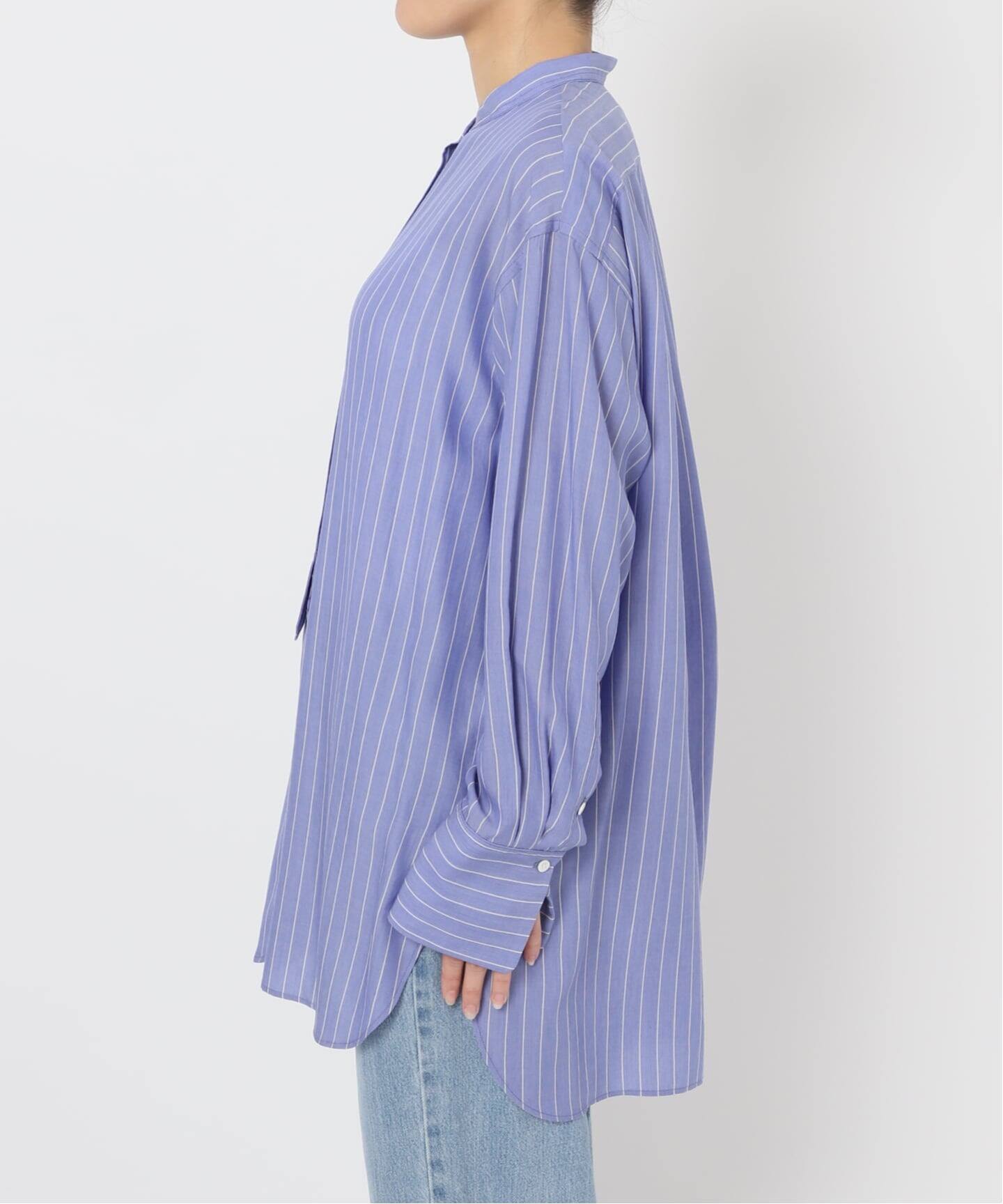 カノン です★美品★25SS リヨセルストライプバンドカラーシャツ リヨセルストライプバンドカラーシャツ（シャツ／ブラウス）｜IENA