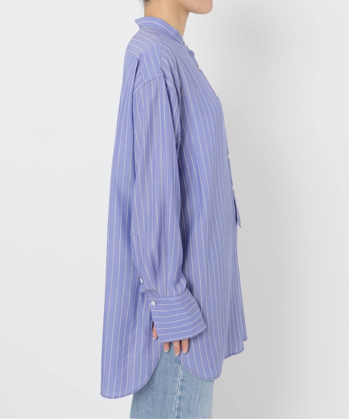 リヨセルストライプバンドカラーシャツ（シャツ／ブラウス）｜IENA