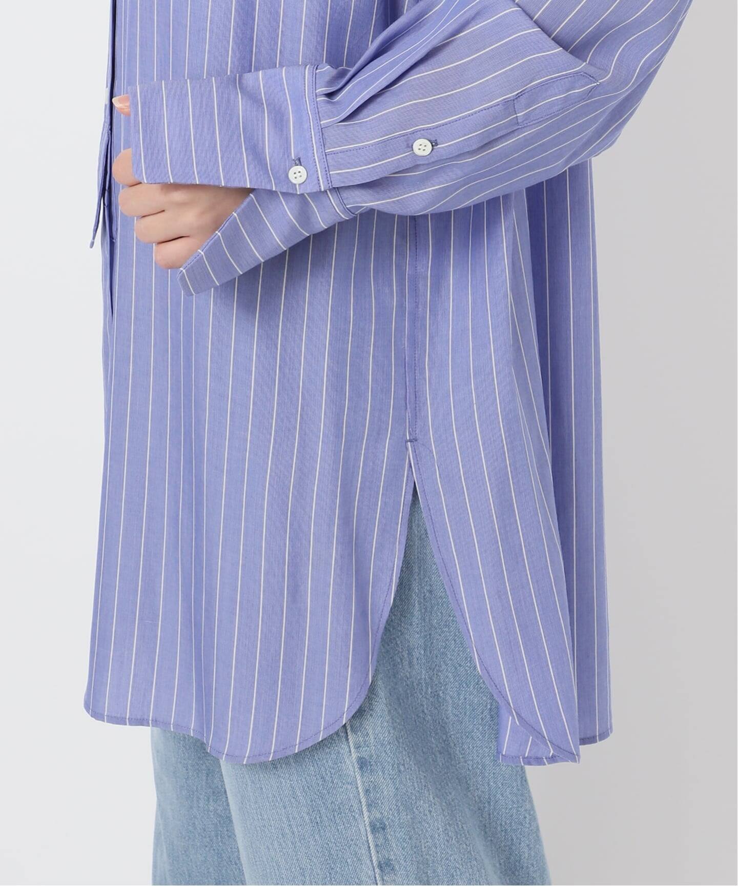 リヨセルストライプバンドカラーシャツ（シャツ／ブラウス）｜IENA