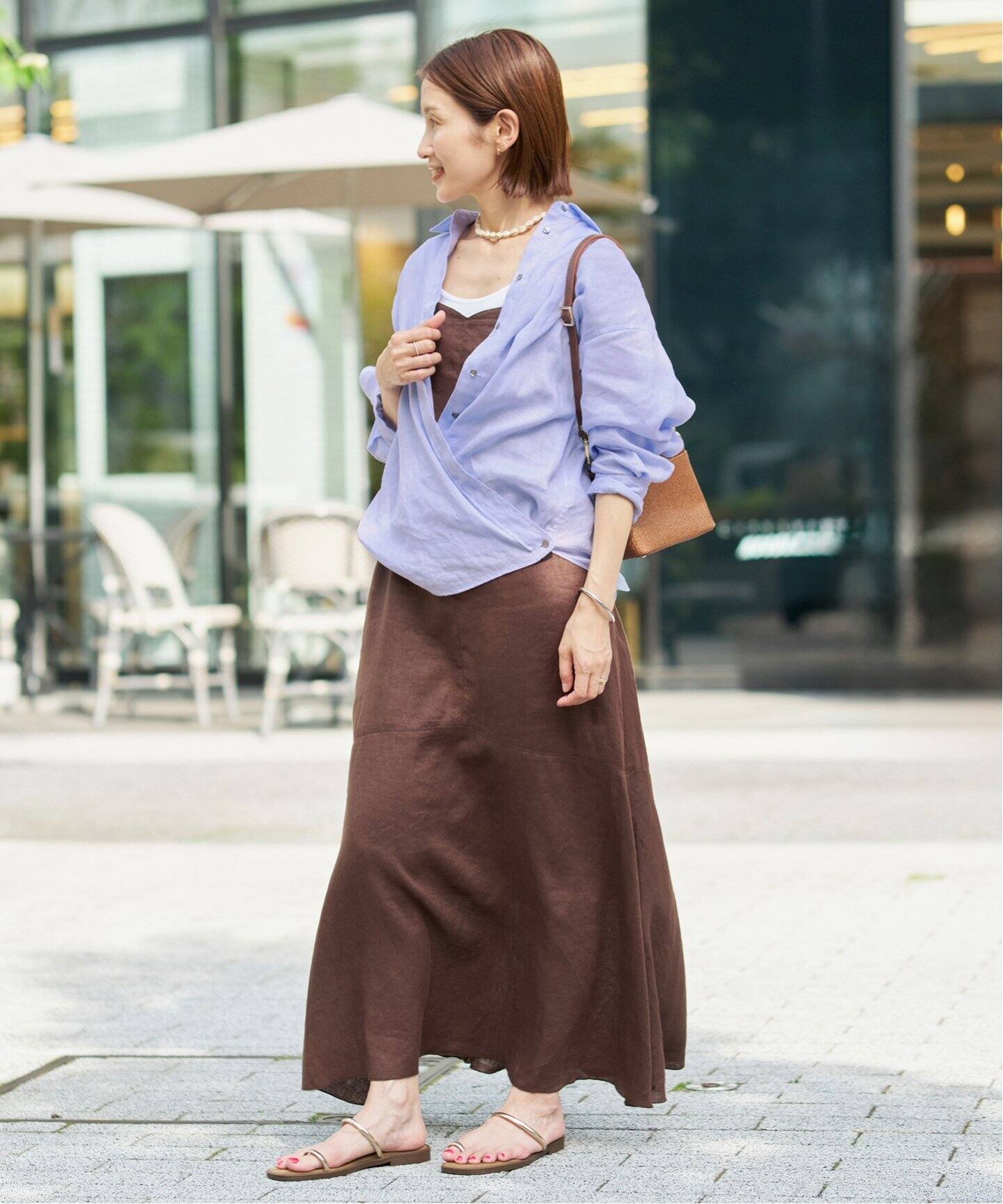 25ss IENA ウォッシャブル リネン2WAY シャツ ネイビー イエナ 追加》ウォッシャブル リネン2WAY シャツ（シャツ／ブラウス