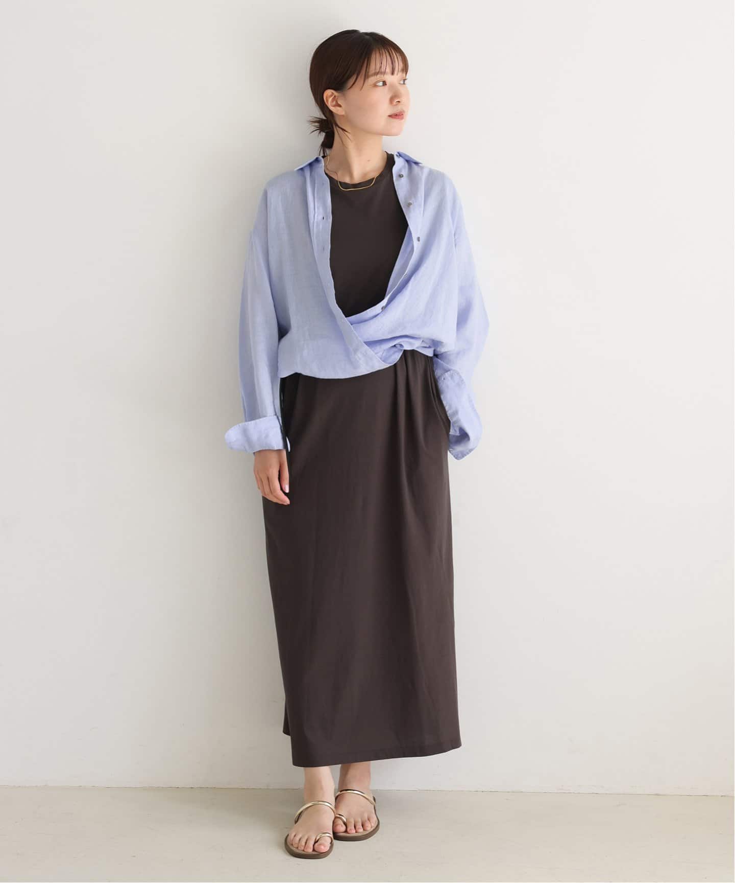 25ss IENA ウォッシャブル リネン2WAY シャツ ネイビー イエナ 追加》ウォッシャブル リネン2WAY シャツ（シャツ／ブラウス）｜IENA