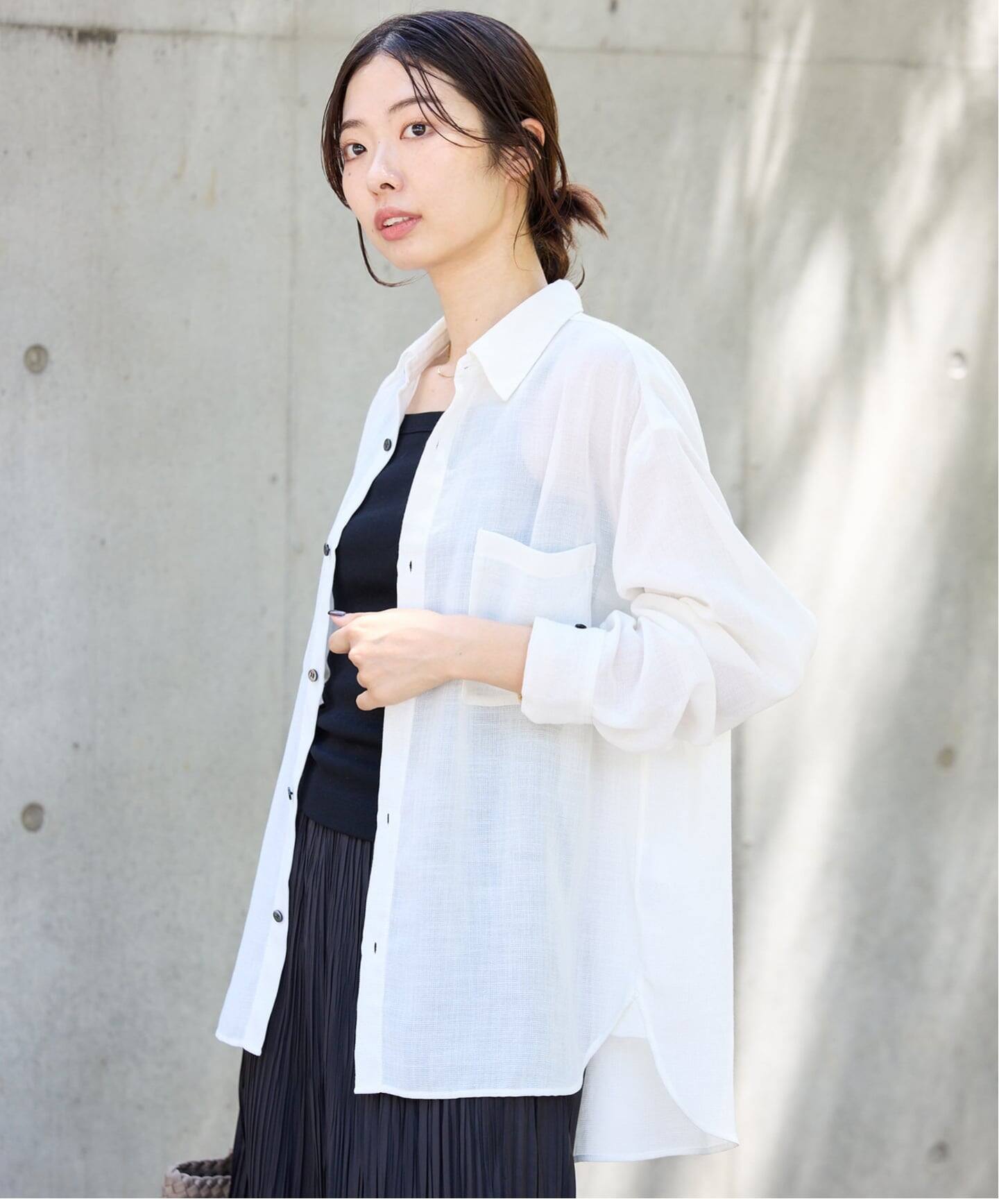 IENA 2025 シアーメッシュ シャツ イエナ IENA シアーメッシュ シャツ （ブラック