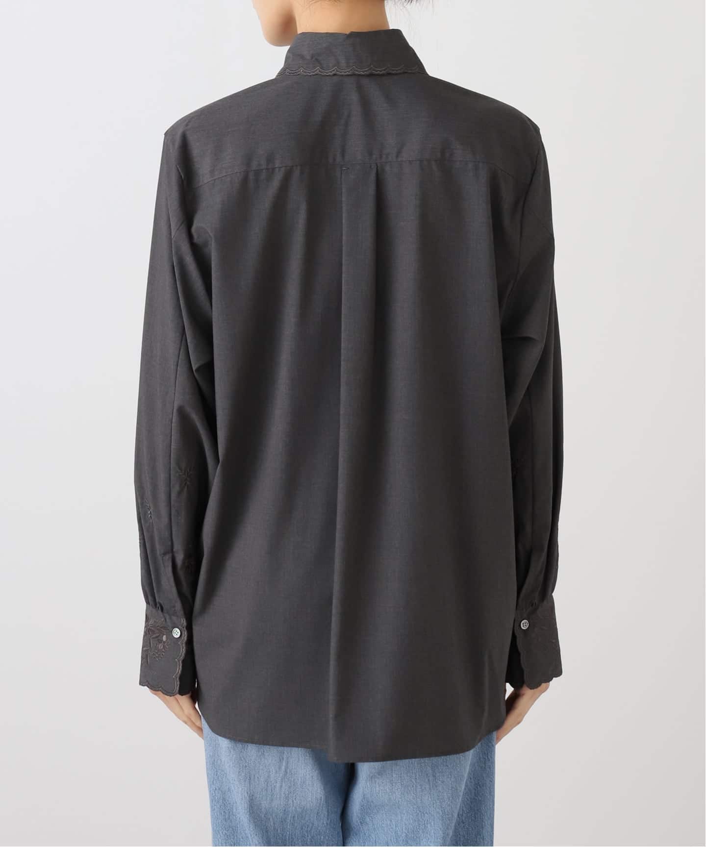 IENA スカラップブラウス 抗菌スカラップブラウス/navy | eldo