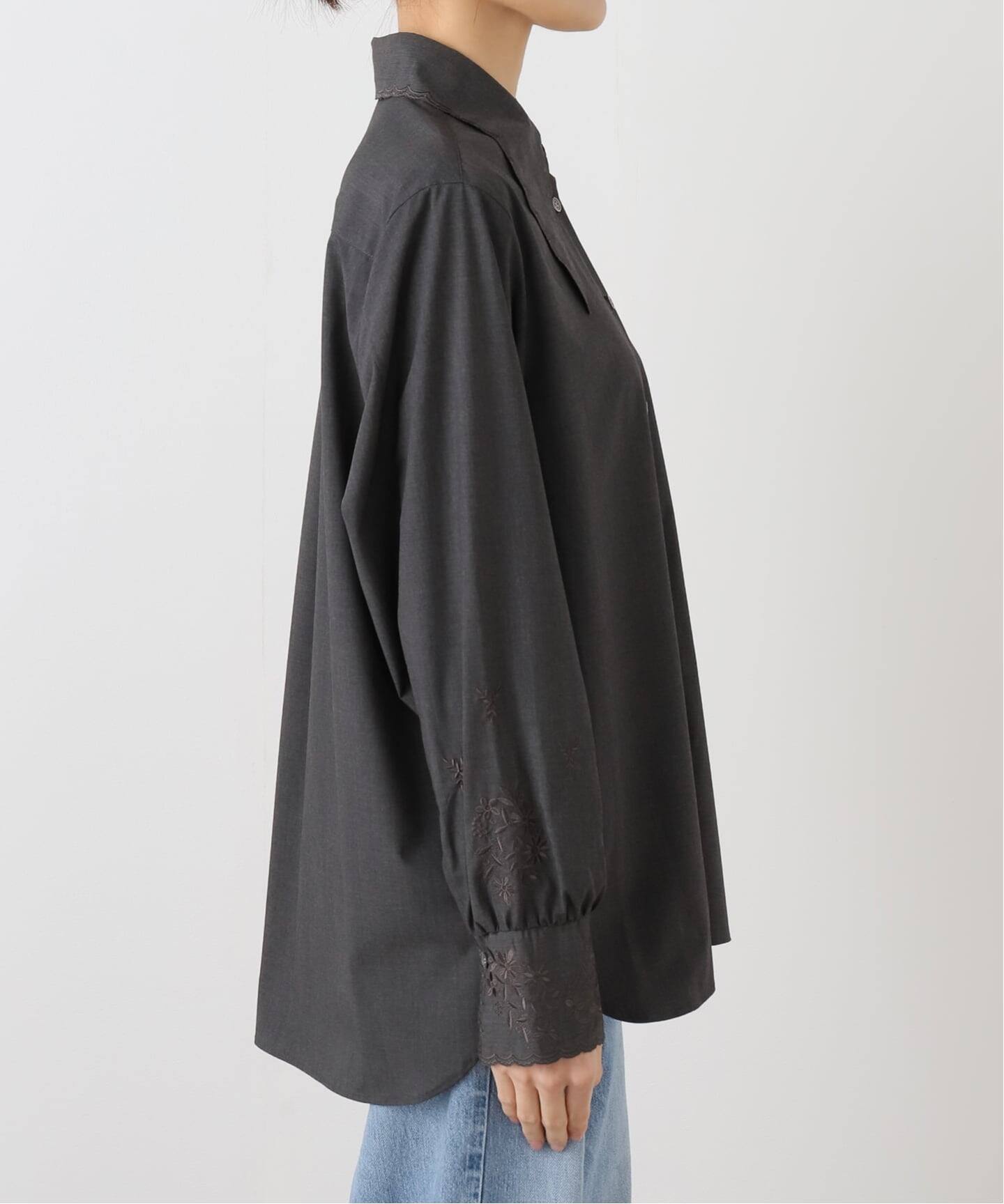 IENA スカラップブラウス 抗菌スカラップブラウス/navy | eldo