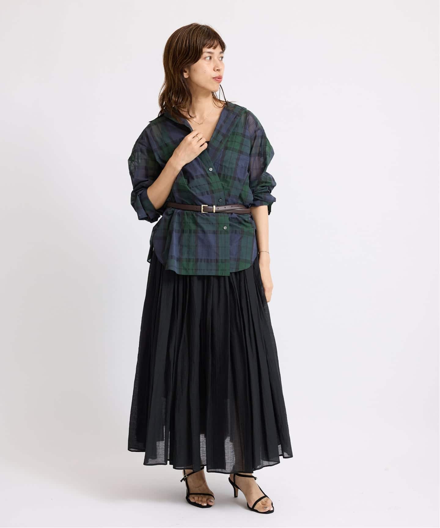 ☆nana☆【美品】 IENA ブラックウォッチ パンツ シアーブラック 