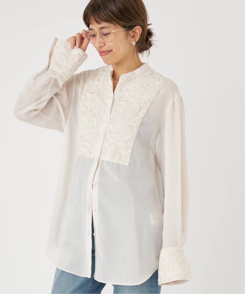 コード刺繍バンドカラーシャツ（シャツ／ブラウス）｜IENA（イエナ）の  