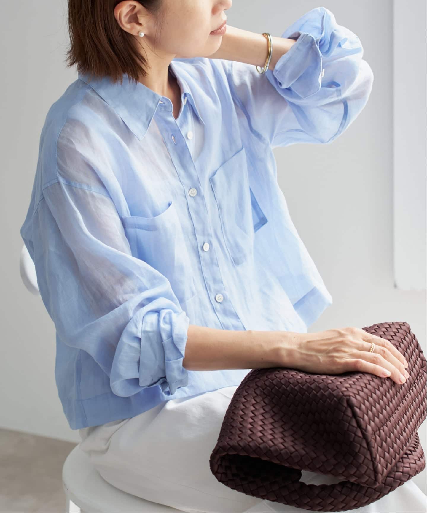 IENA ラミーショートシャツ ラミーリヨセルショートシャツ（シャツ／ブラウス）｜IENA