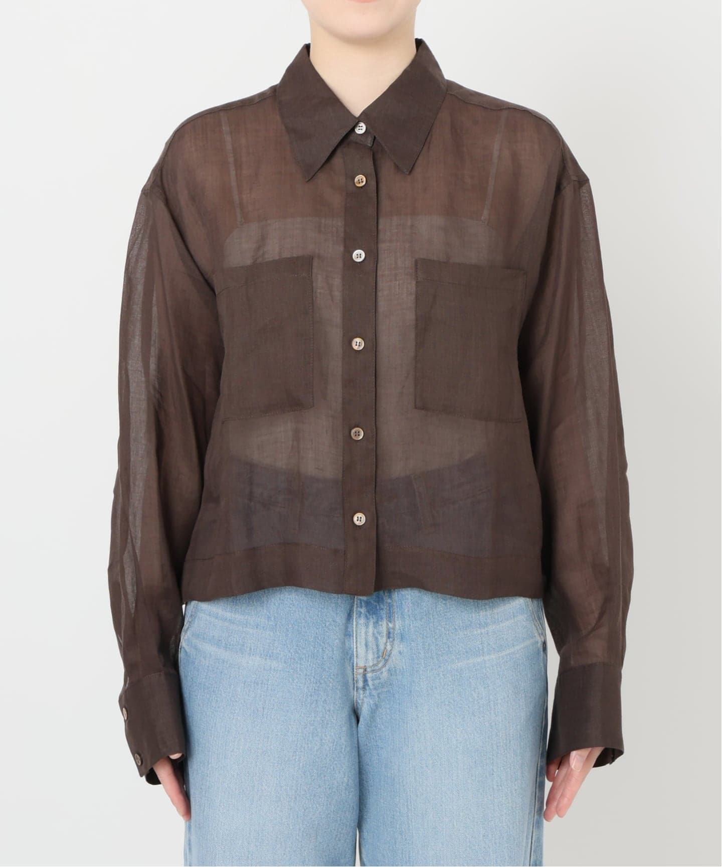 IENA◆24SS/ラミーショートシャツ/長袖シャツ/FREE/GRY/24-050-900-0780-2-0// 完売品 24SS IENA ラミーショートシャツ Free 黒 レディース 春