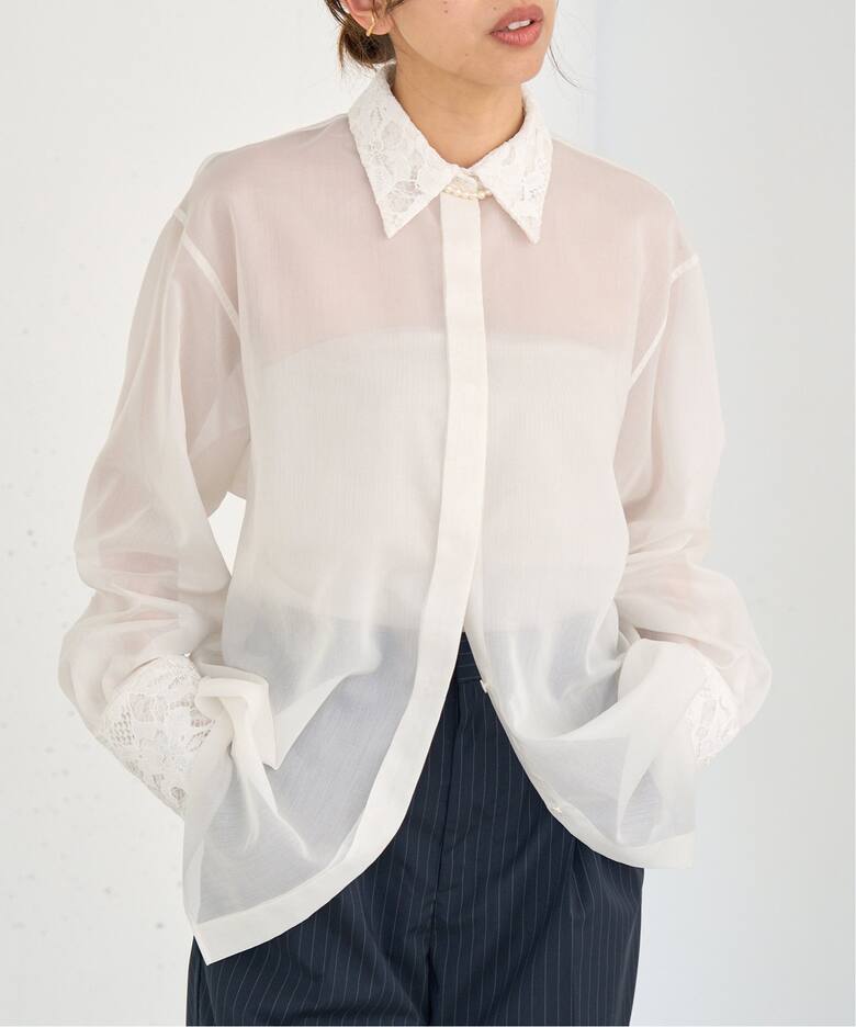 新品】sese ミニラウンドカラーブラウス sese レースカラーシャツ