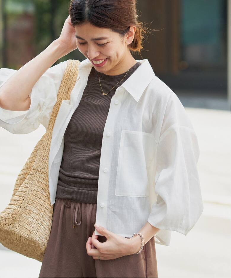 リネンミックスクロップドシャツ（シャツ／ブラウス）｜IENA（イエナ  