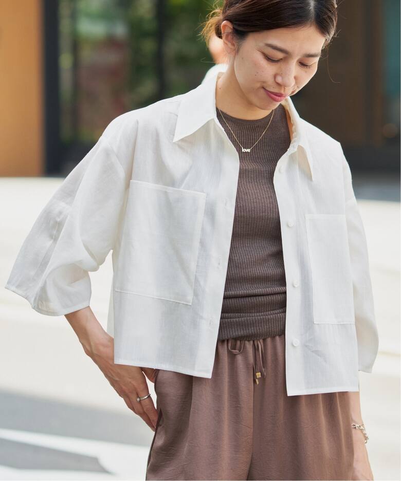 リネンミックスクロップドシャツ（シャツ／ブラウス）｜IENA（イエナ  