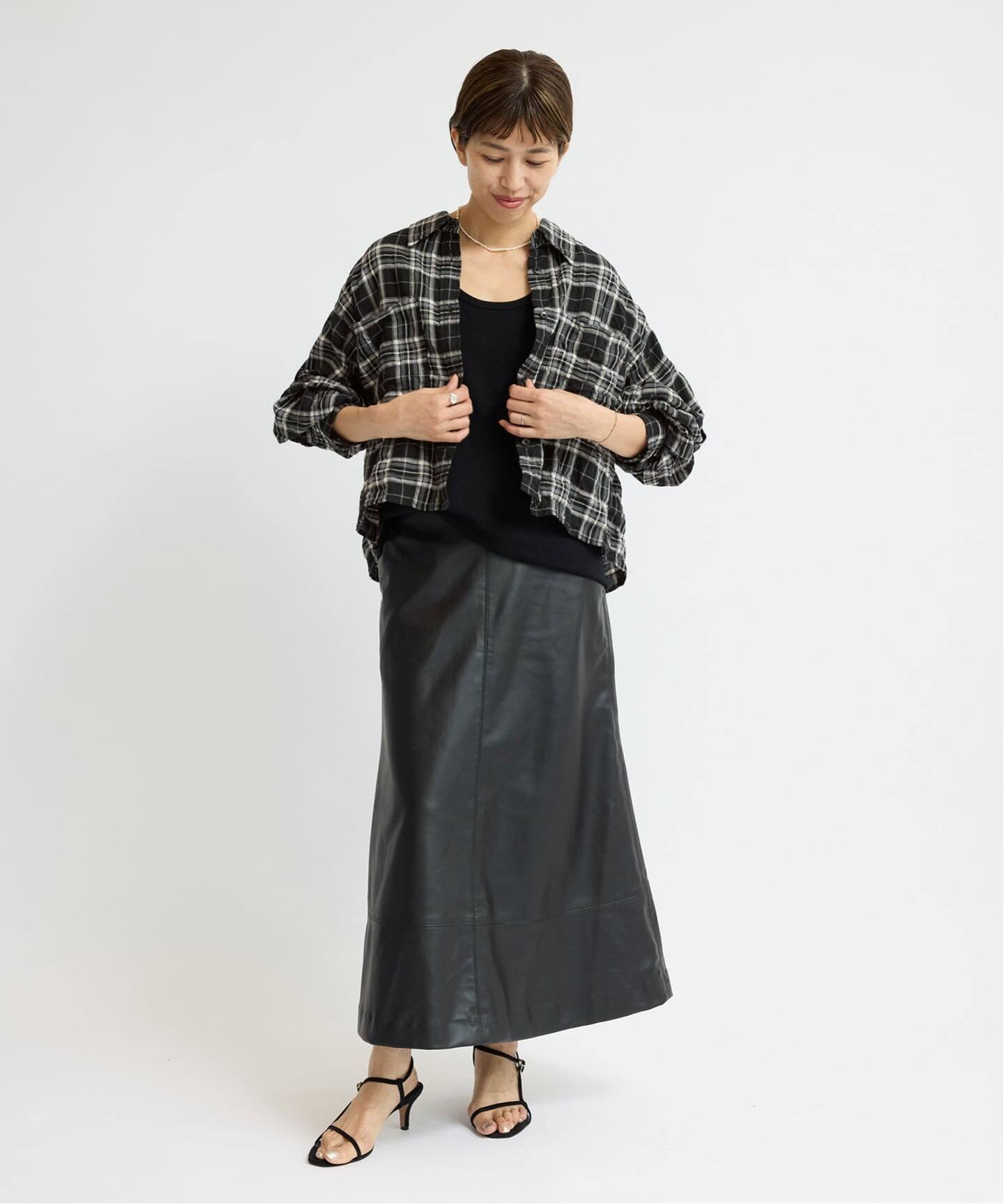 シャーリングチェックショートシャツ（シャツ／ブラウス）｜IENA