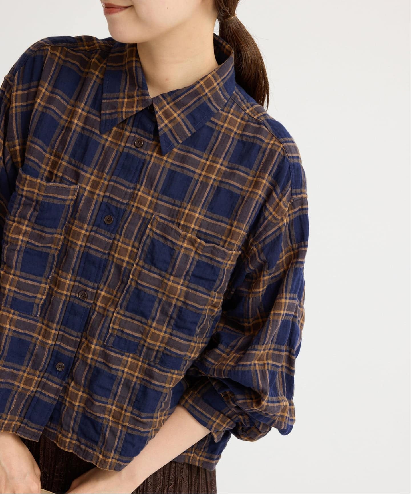シャーリングチェックショートシャツ（シャツ／ブラウス）｜IENA