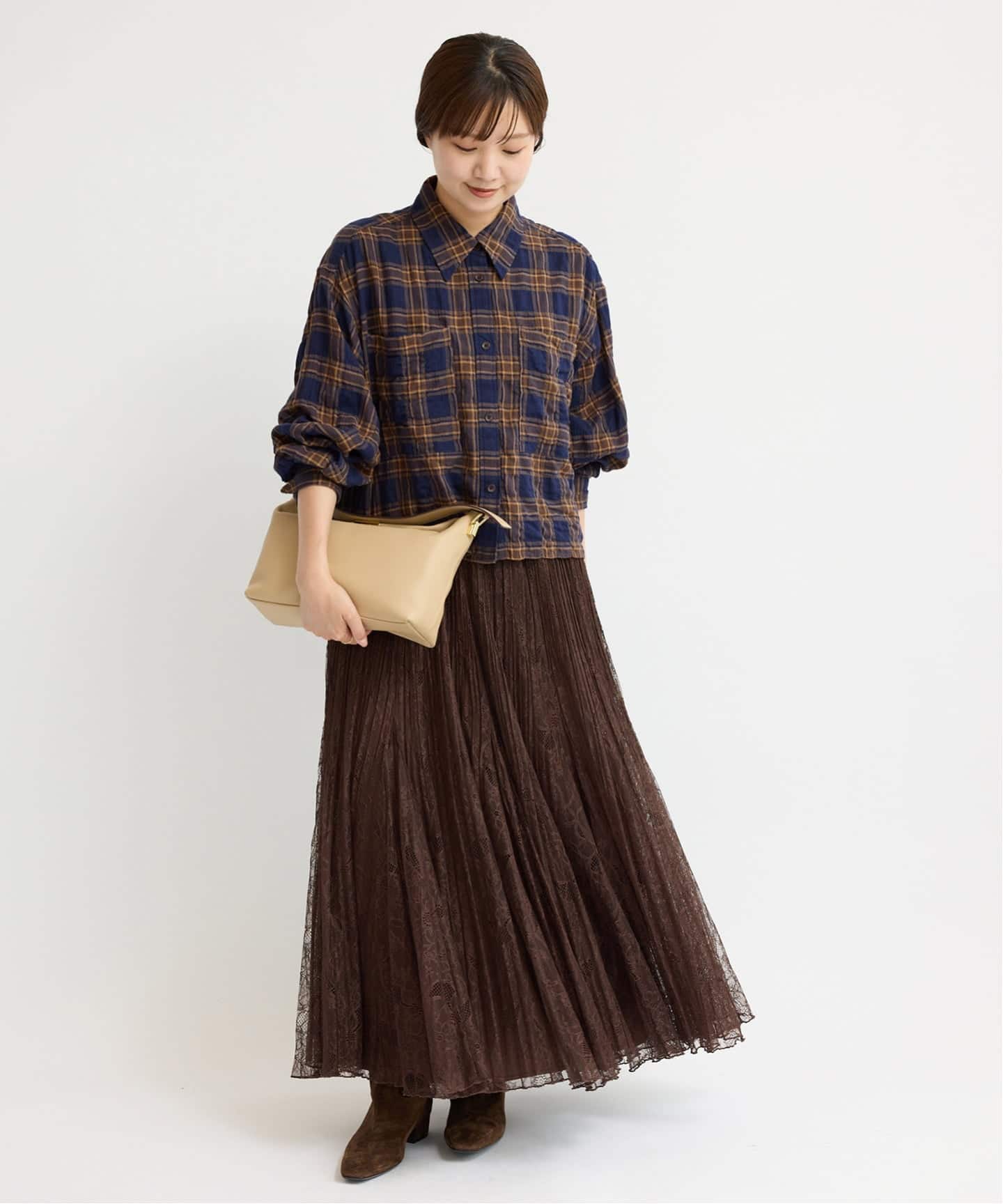 ☆新品タグ付☆IENA シャーリングチェックショートシャツ シャーリングチェックショートシャツ（シャツ／ブラウス）｜IENA