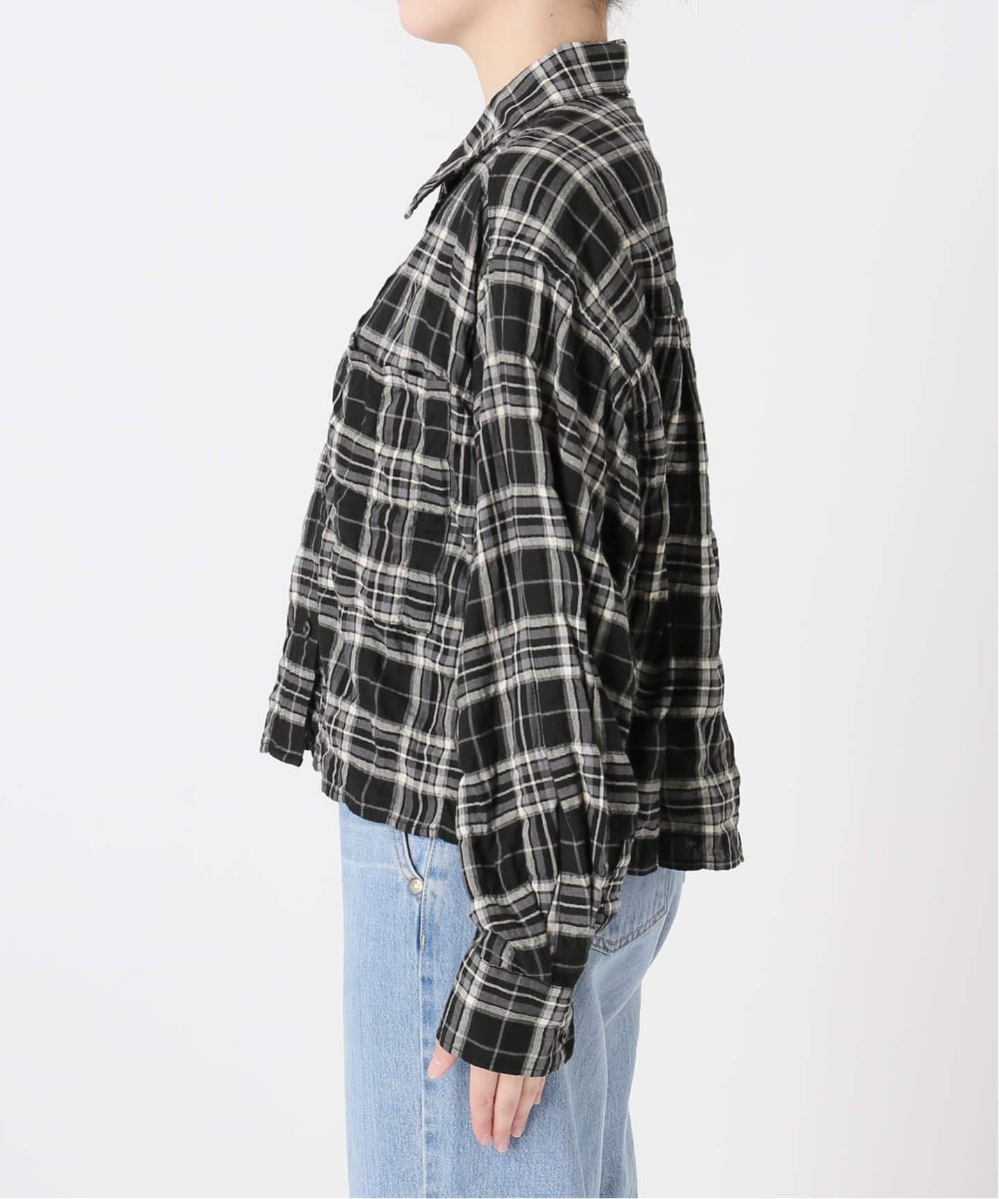 シャーリングチェックショートシャツ人気！完売‼️ シャーリングチェックショートシャツ（シャツ/ブラウス）｜IENA