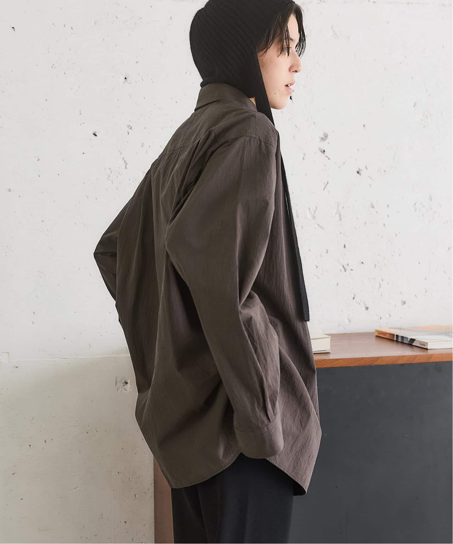 新品 IENA BLACK バイカラーステッチシャツ ブラウン BLACK バイカラー 