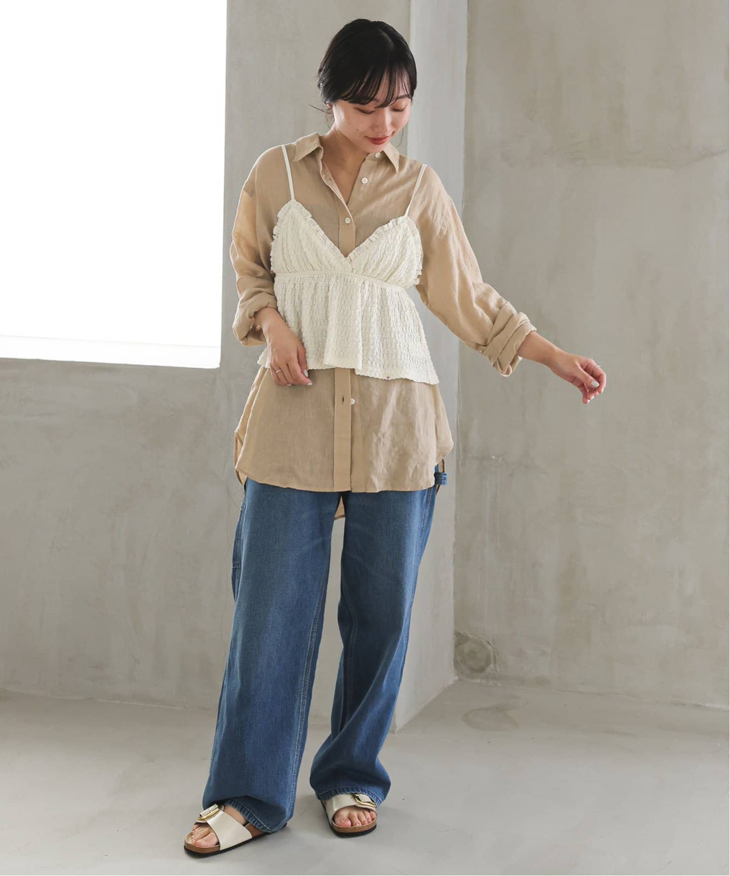 今季新品 SLOBE IENA リネンコットンレギュラーカラーシャツ 麻＊完売色 リネンコットンレギュラーシャツ（シャツ／ブラウス）｜SLOBE