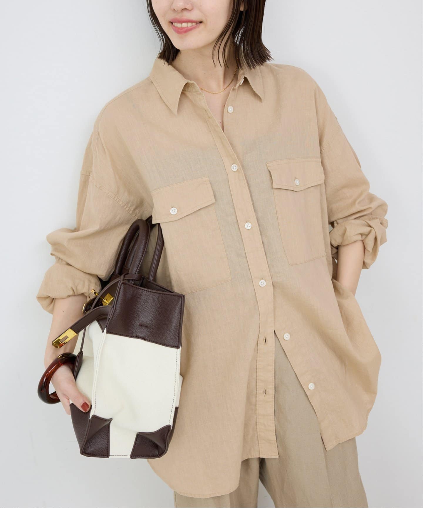 SLOBE IENA｜リネンコットンダブルポケットシャツ | Rakuten