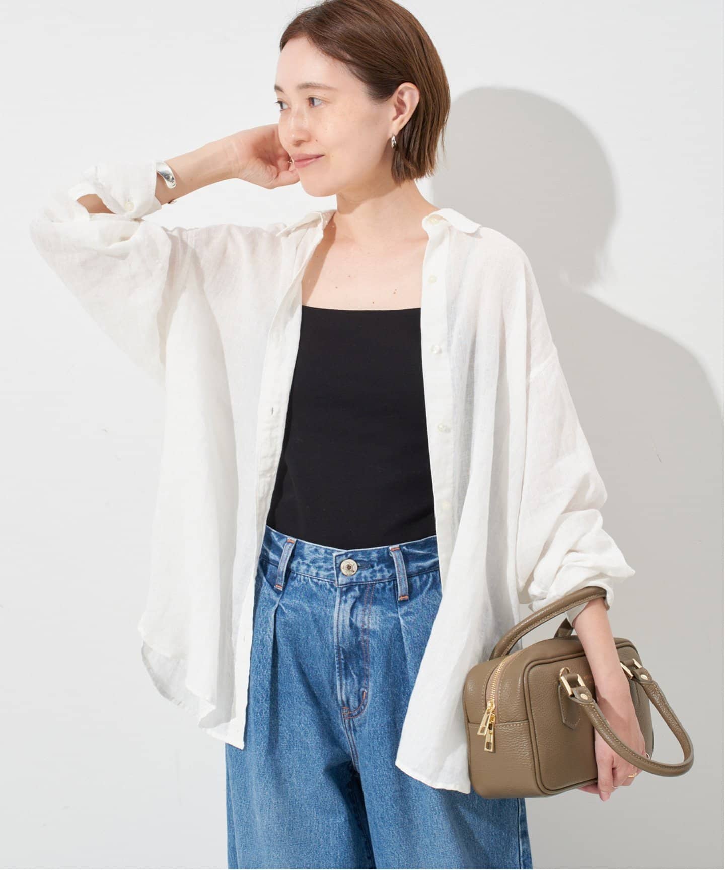 リネンコットンカシュクールシャツ｜フォーワンセブン
