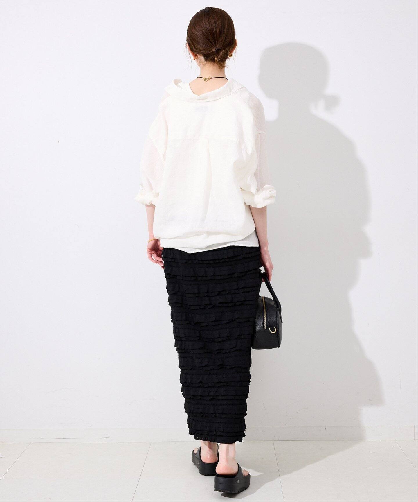 【新品タグ付き】SLOBE IENAホワイトリネンコットン長袖シャツ リネンコットンカシュクールシャツ（シャツ／ブラウス）｜SLOBE