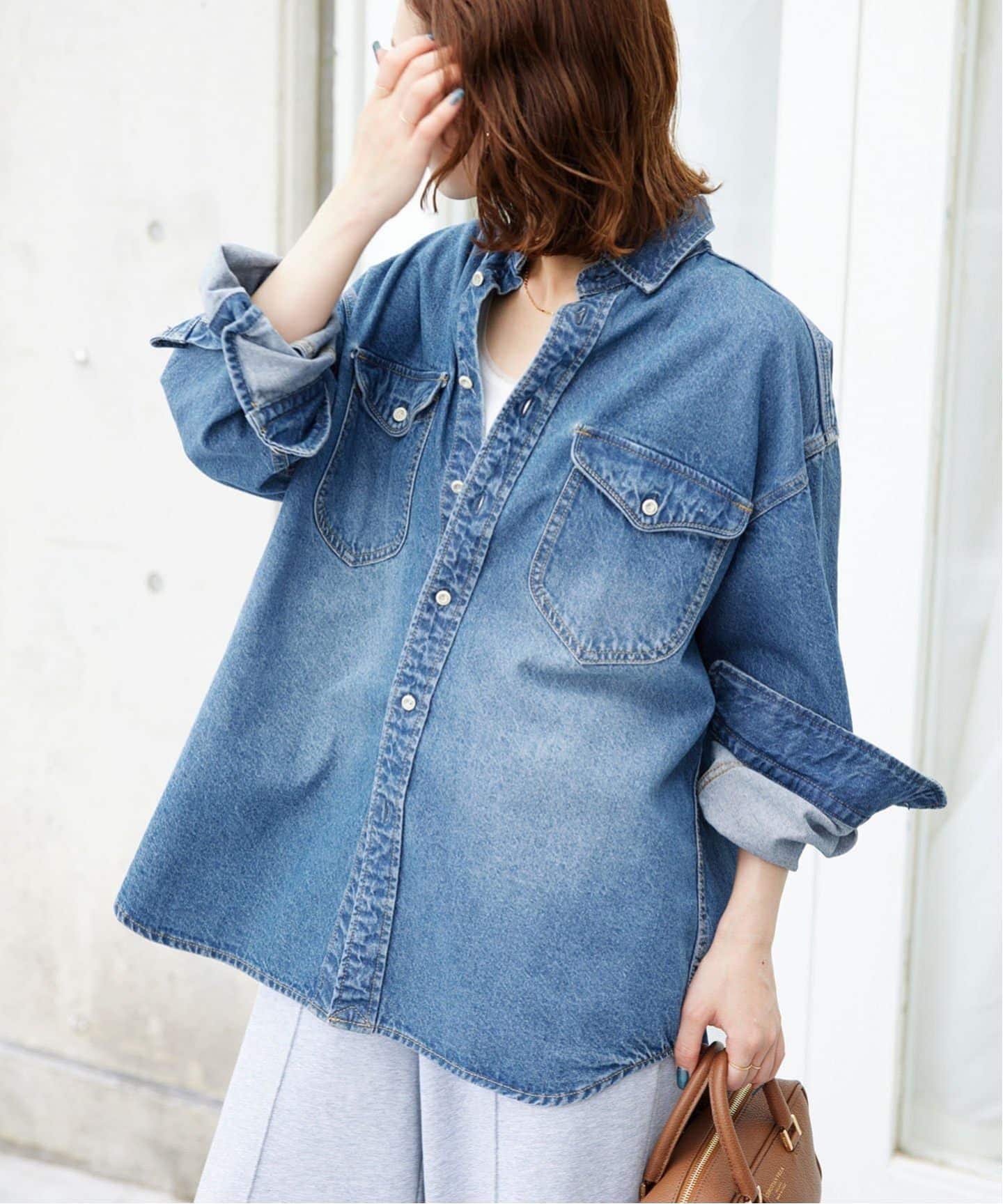 スローブ　イエナ SLOBE IENA LE DENIM BDUシャツ デニム WEB限定/追加》LE DENIM BDUデニムシャツ（シャツ／ブラウス