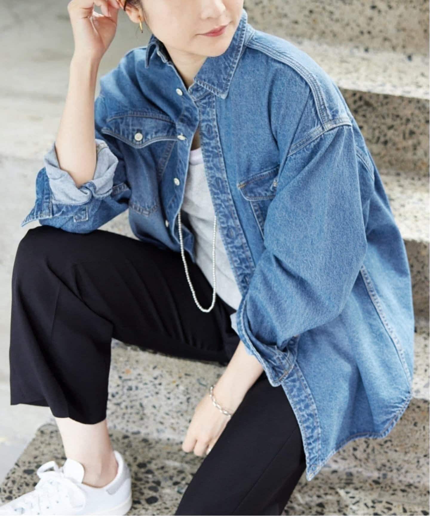 SLOBE IENA LE DENIM BDUシャツ 美品 Le Dnnim SLOBE IENA BDUシャツ デニムシャツ フリー