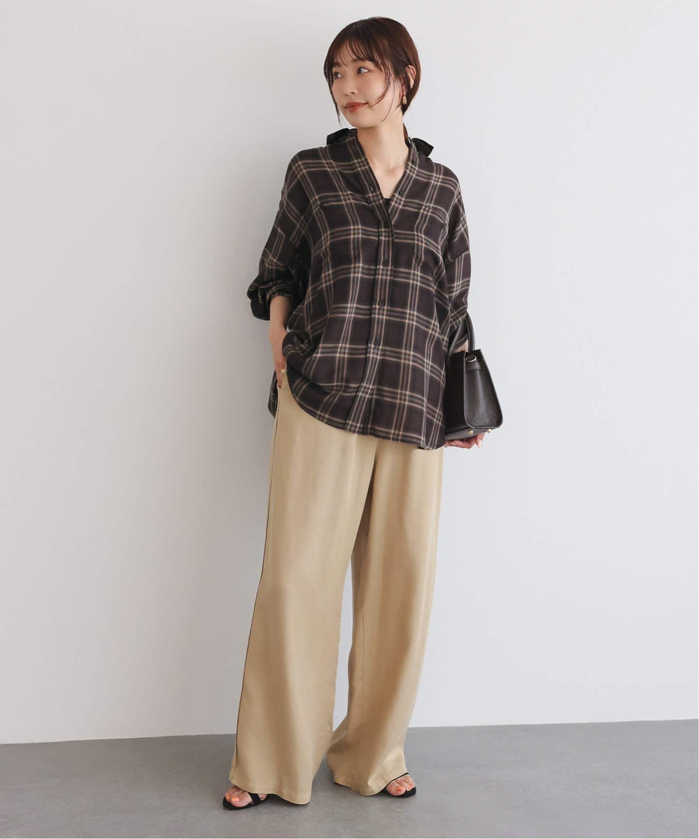 ブラウス シャツ ガーゼチェックドルマンシャツ レディース ガーゼチェックドルマンシャツ（シャツ／ブラウス）｜SLOBE IENA