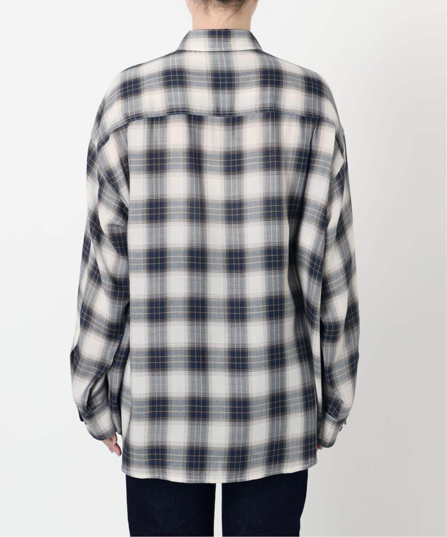 【美品】ローブイエナ　ビエラチェックルーズシャツ　ブラック　秋物 ビエラチェックルーズシャツ | スローブ イエナ(SLOBE IENA