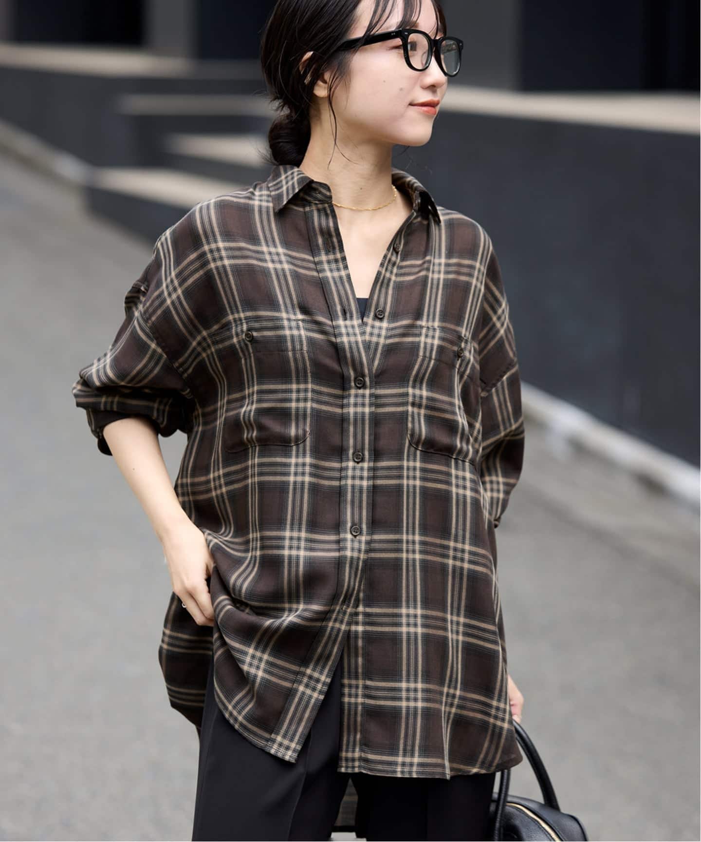 SLOBE IENA ビエラチェックルーズシャツ　新品 WEB・一部店舗限定/追加2予約》ビエラチェックルーズシャツ