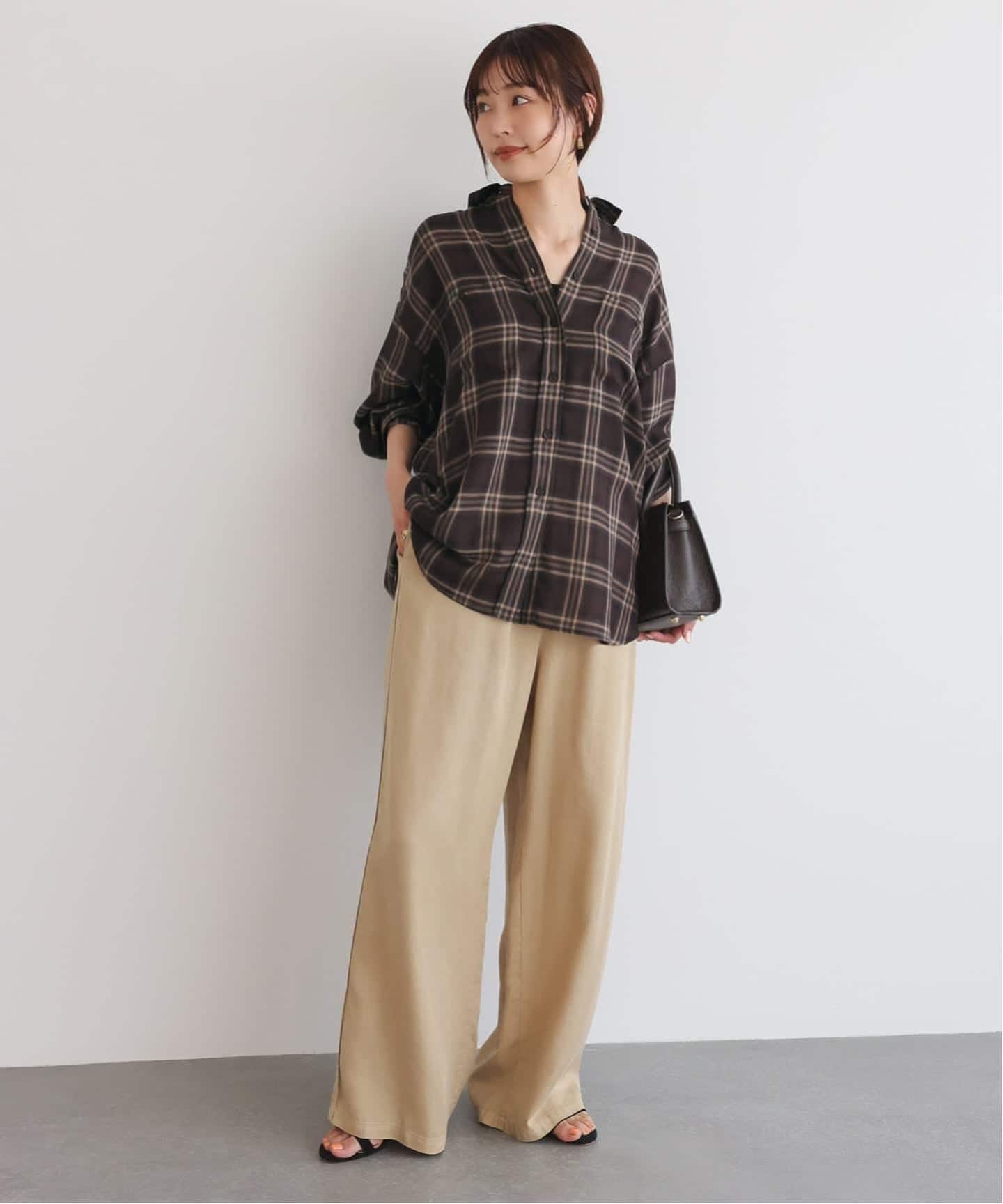 SLOBE IENA ビエラチェックルーズシャツ ブラウン WEB・一部店舗限定/追加2予約》ビエラチェックルーズシャツ
