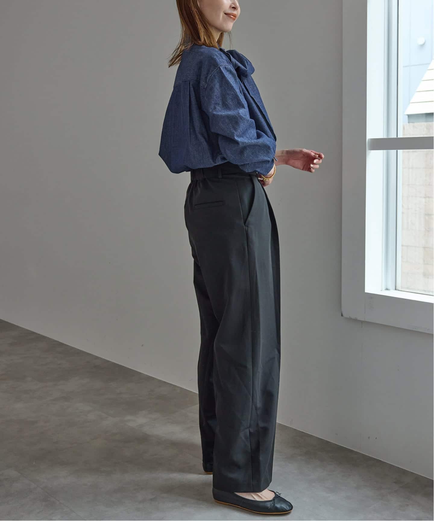 フェザーデニムビッグボウタイシャツ（シャツ／ブラウス）｜SLOBE IENA