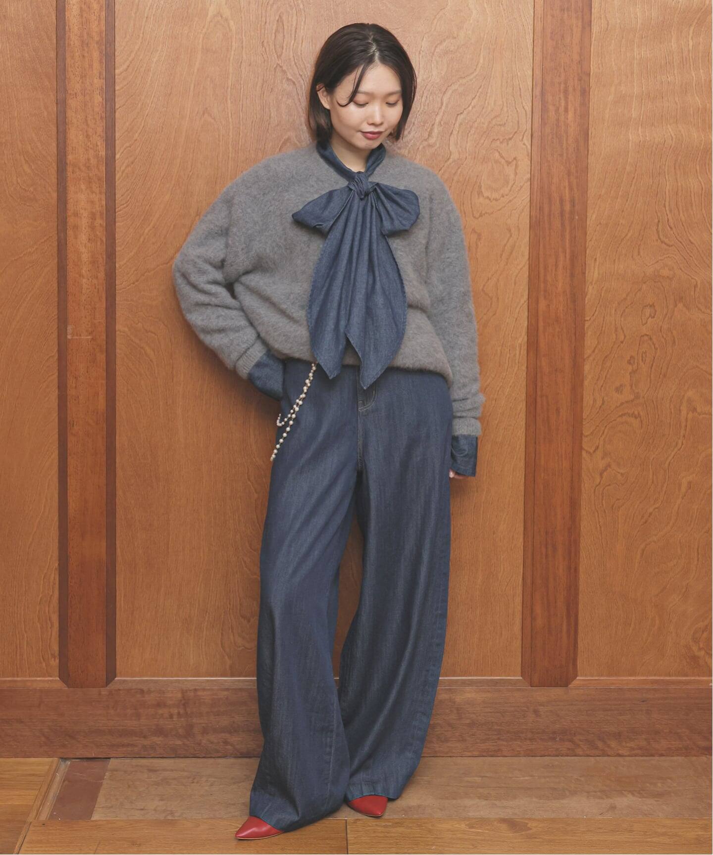 フェザーデニムビッグボウタイシャツ（シャツ／ブラウス）｜SLOBE IENA