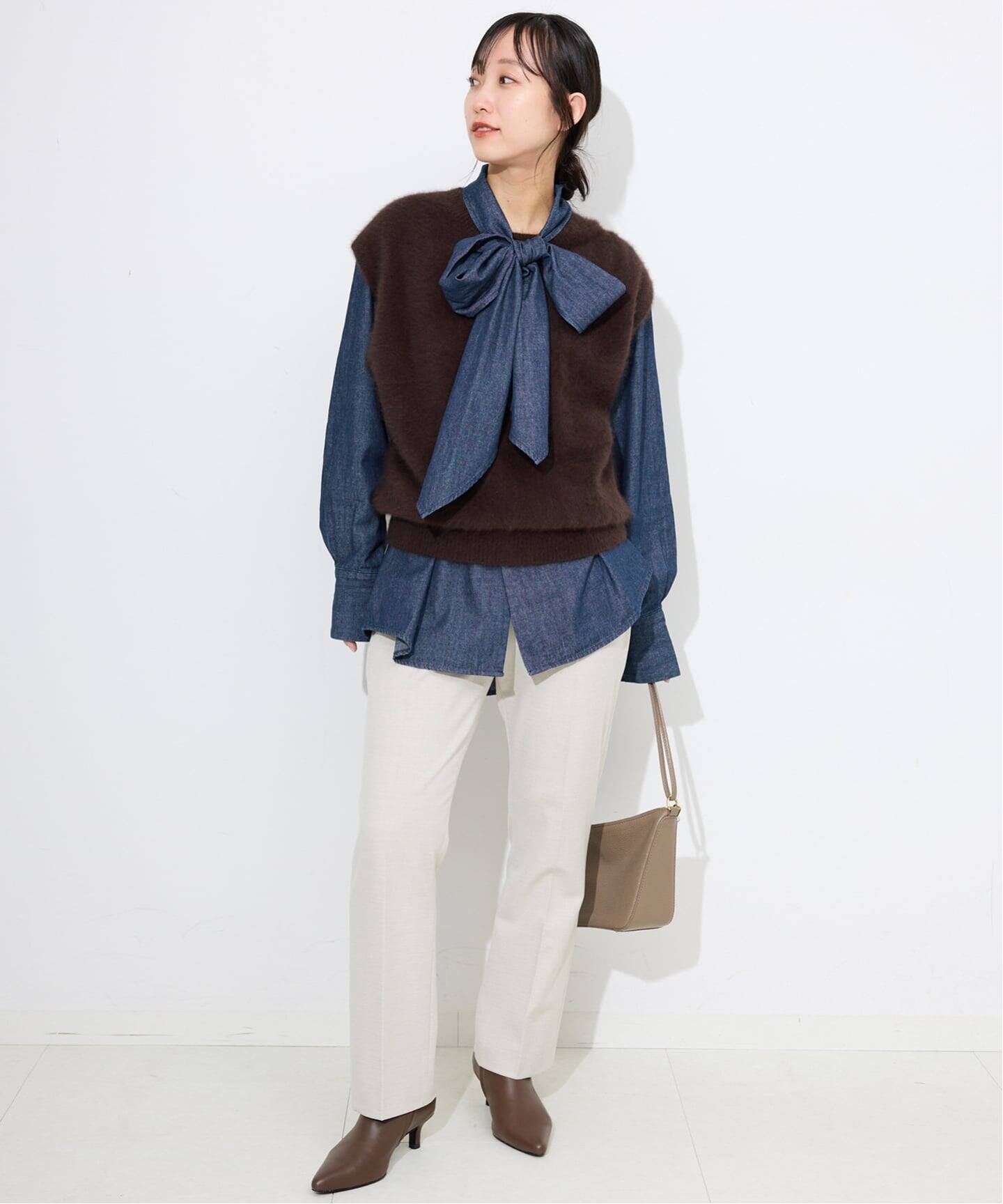 フェザーデニムビッグボウタイシャツ（シャツ／ブラウス）｜SLOBE IENA