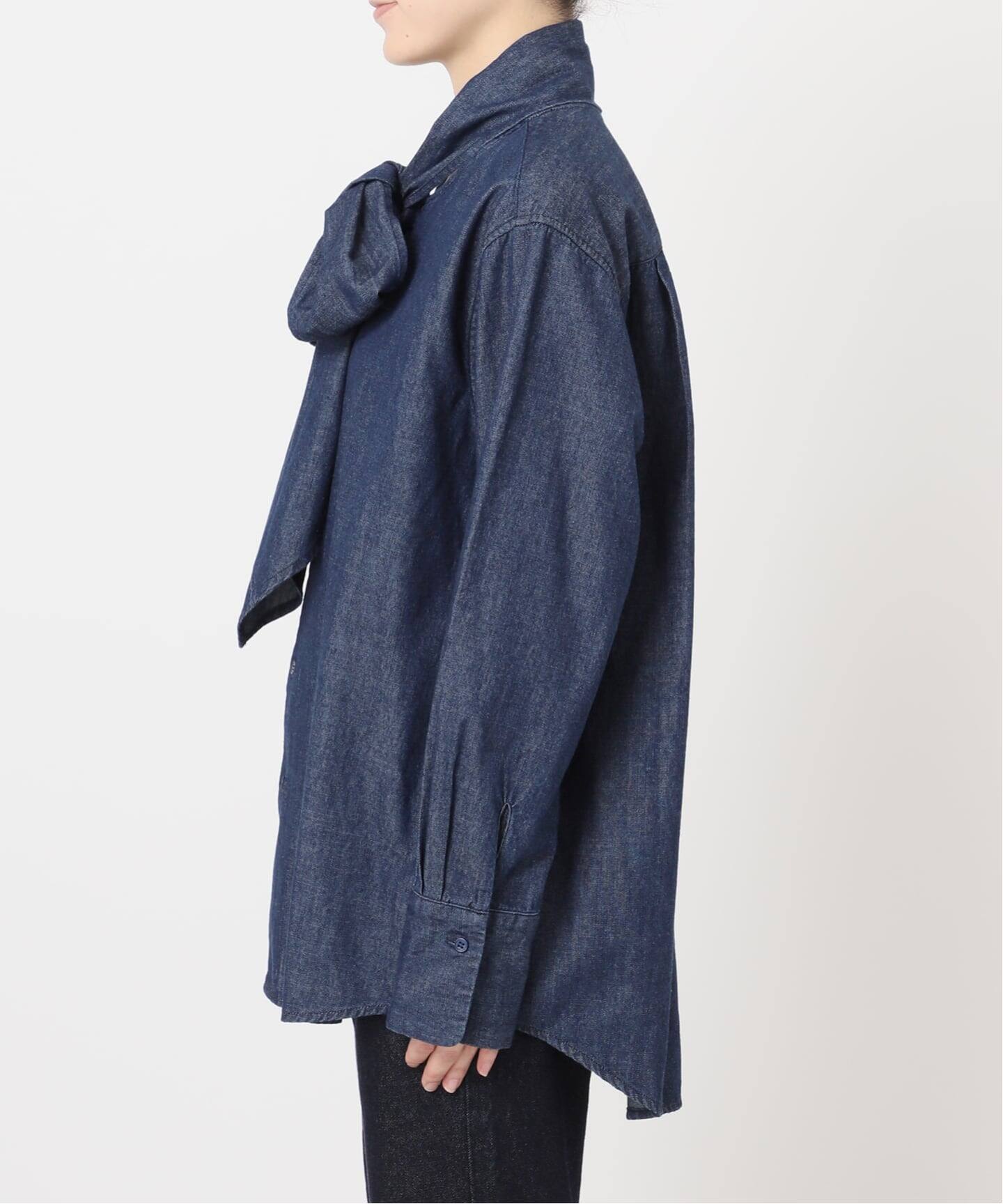 スローブイエナ　フェザーデニムビッグボウタイシャツ フェザーデニムビッグボウタイシャツ（シャツ／ブラウス）｜SLOBE IENA