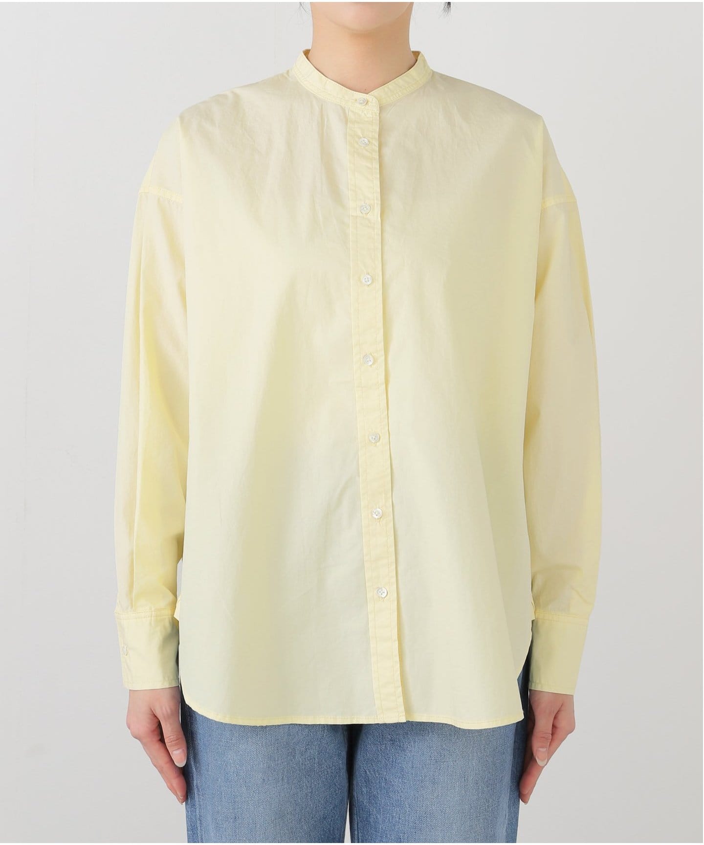 SLOBE IENA -  NAVY 別注 バンドカラー シャツ ブラウス FREE ホワイト ROYAL NAVY/ロイヤルネイビー SLOBE別注 バンドカラーシャツ