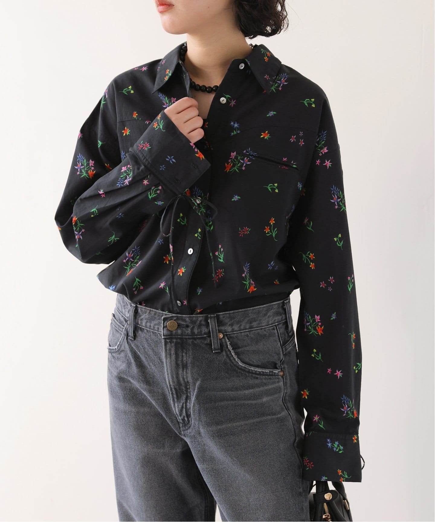 最終値下 Margaux マルゴー ウォッシュシャツ ネイビー 追加》margaux/マルゴー flower western シャツ（シャツ